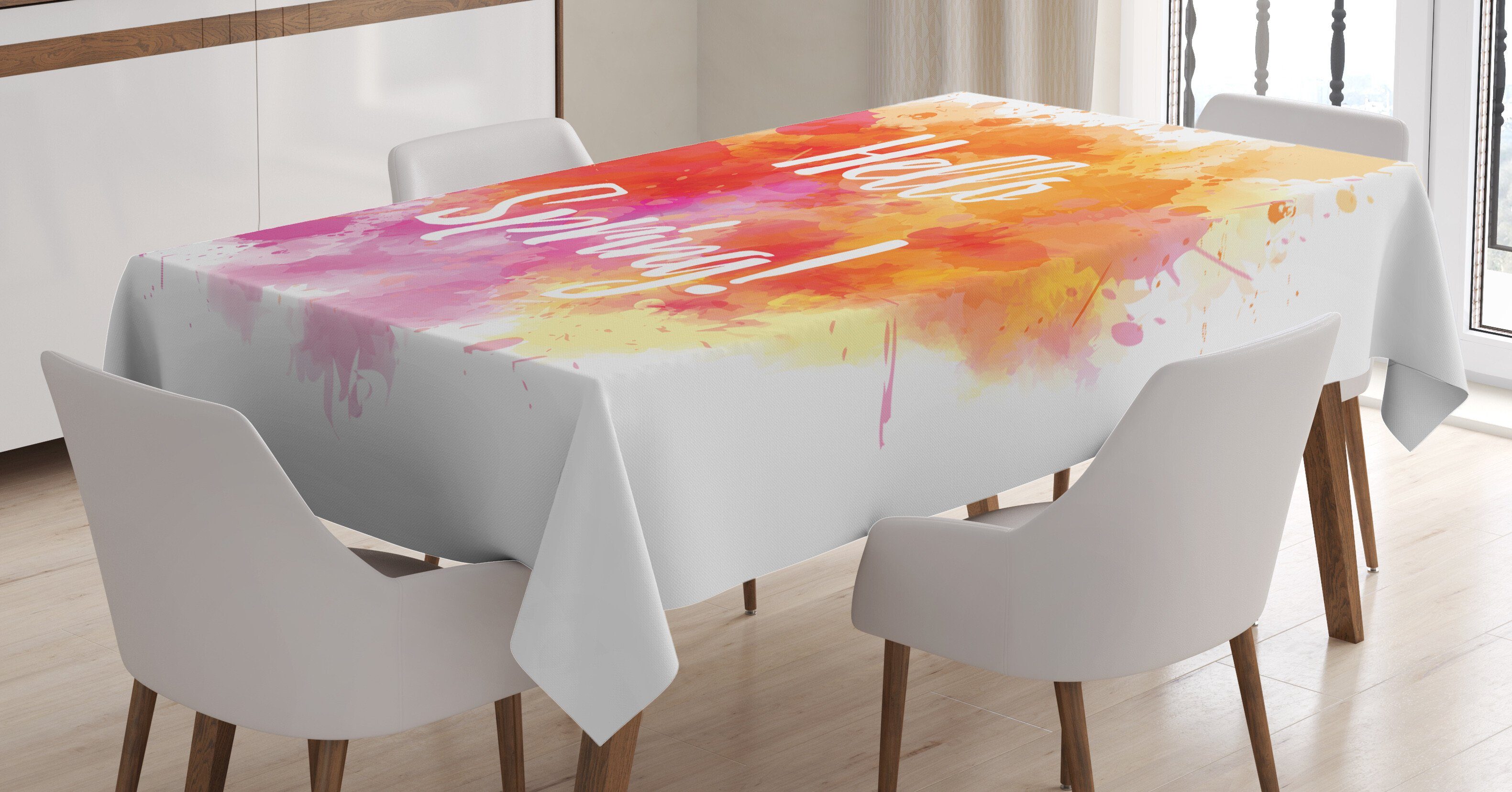 Tischdecke Für und geeignet Waschbar Abakuhaus Bereich Außen Farben, Klare Hallo Orange Rosa den Frühling Farbfest
