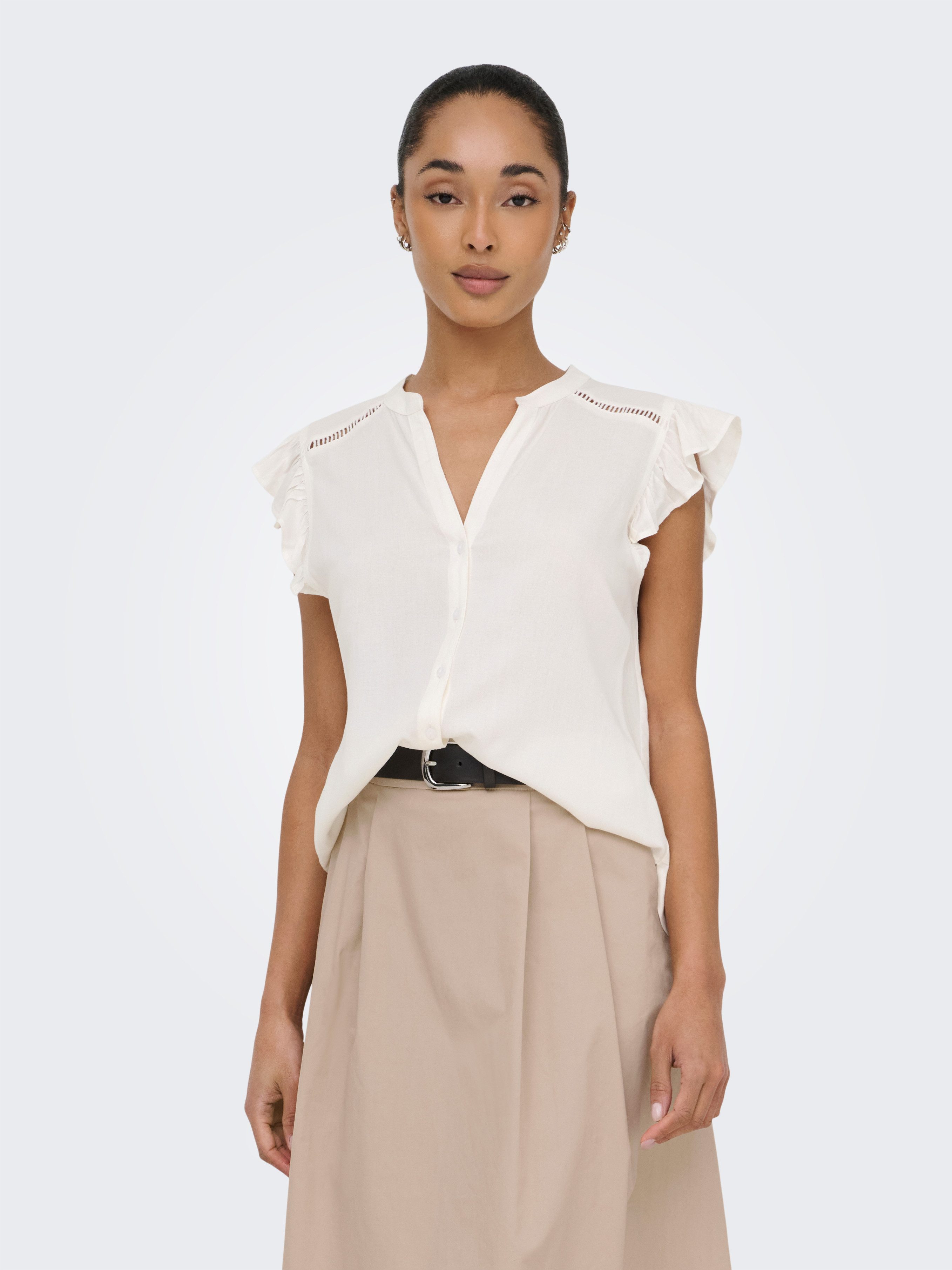 ONLY Kurzarmbluse ONLROSELLA LIFE CAPSLEEVE SHIRT WVN NOOS Viskose, regular fit