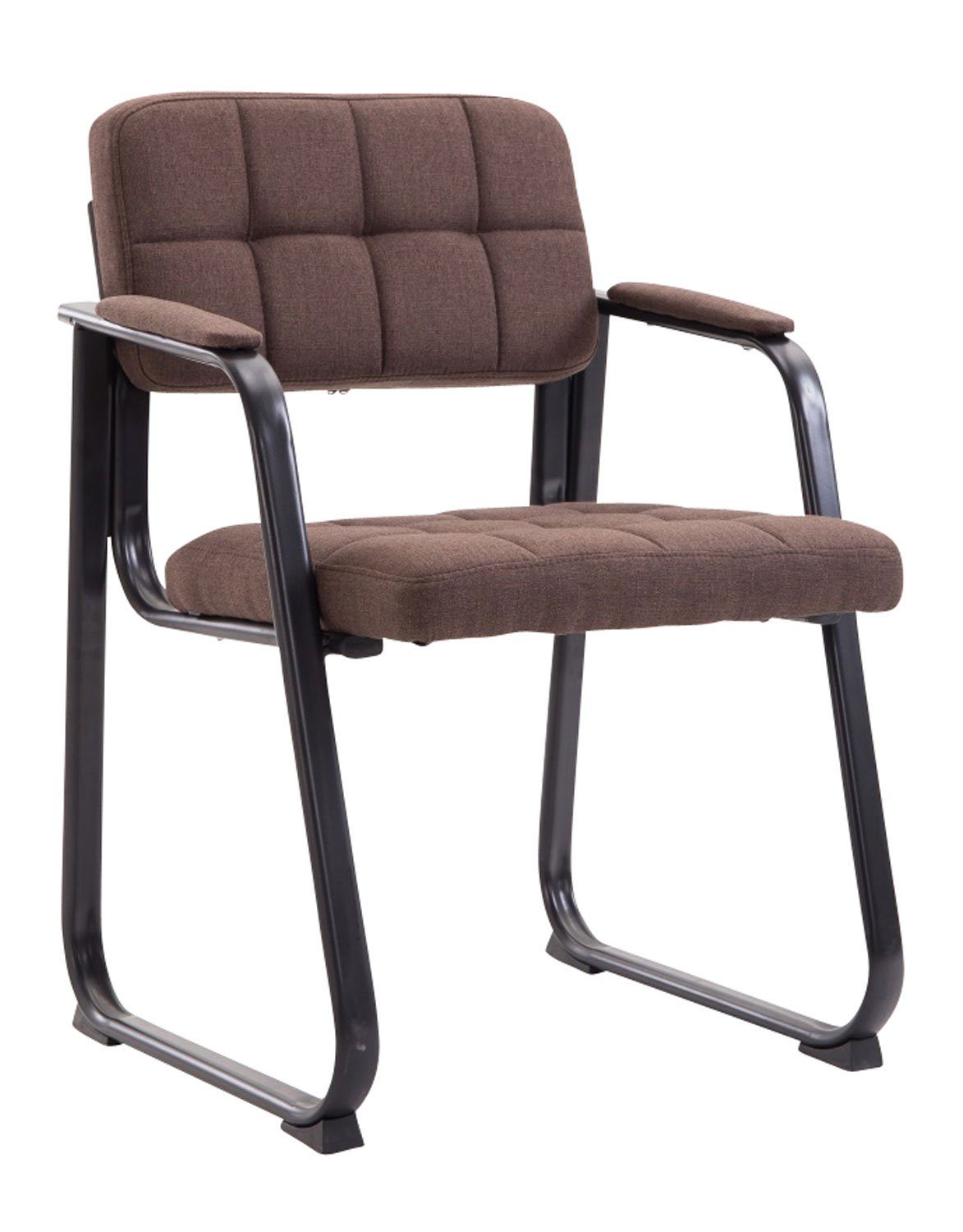 TPFLiving Besucherstuhl Canam mit hochwertig gepolsterter Sitzfläche - Konferenzstuhl (Küchenstuhl - Esszimmerstuhl - Wohnzimmerstuhl), Gestell: Metall matt schwarz - Sitzfläche: Stoff braun