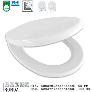 Top-Innovativ WC-Sitz RONDA010 MVC WC BRILLE WC SITZ KLOBRILLE DECKEL QUICK-RELEASE (Scharnierabstand: 68-178 mm abnehmbar, Dekra zertifiziert Farbe Weiß O - Form), Scharnierabstand: 68-178 mm abnehmbar