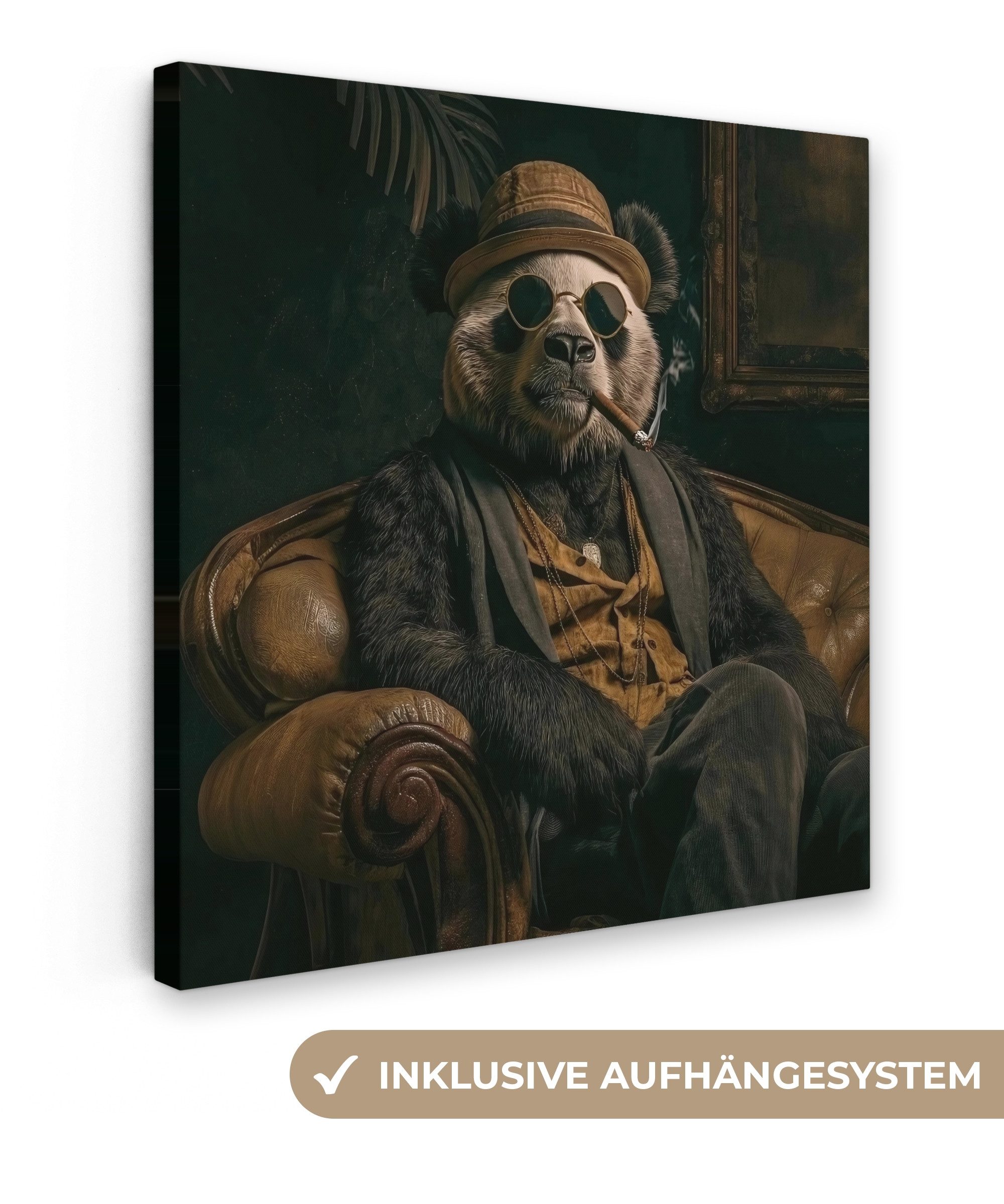 OneMillionCanvasses® Leinwandbild Panda - Hut - günstig online kaufen