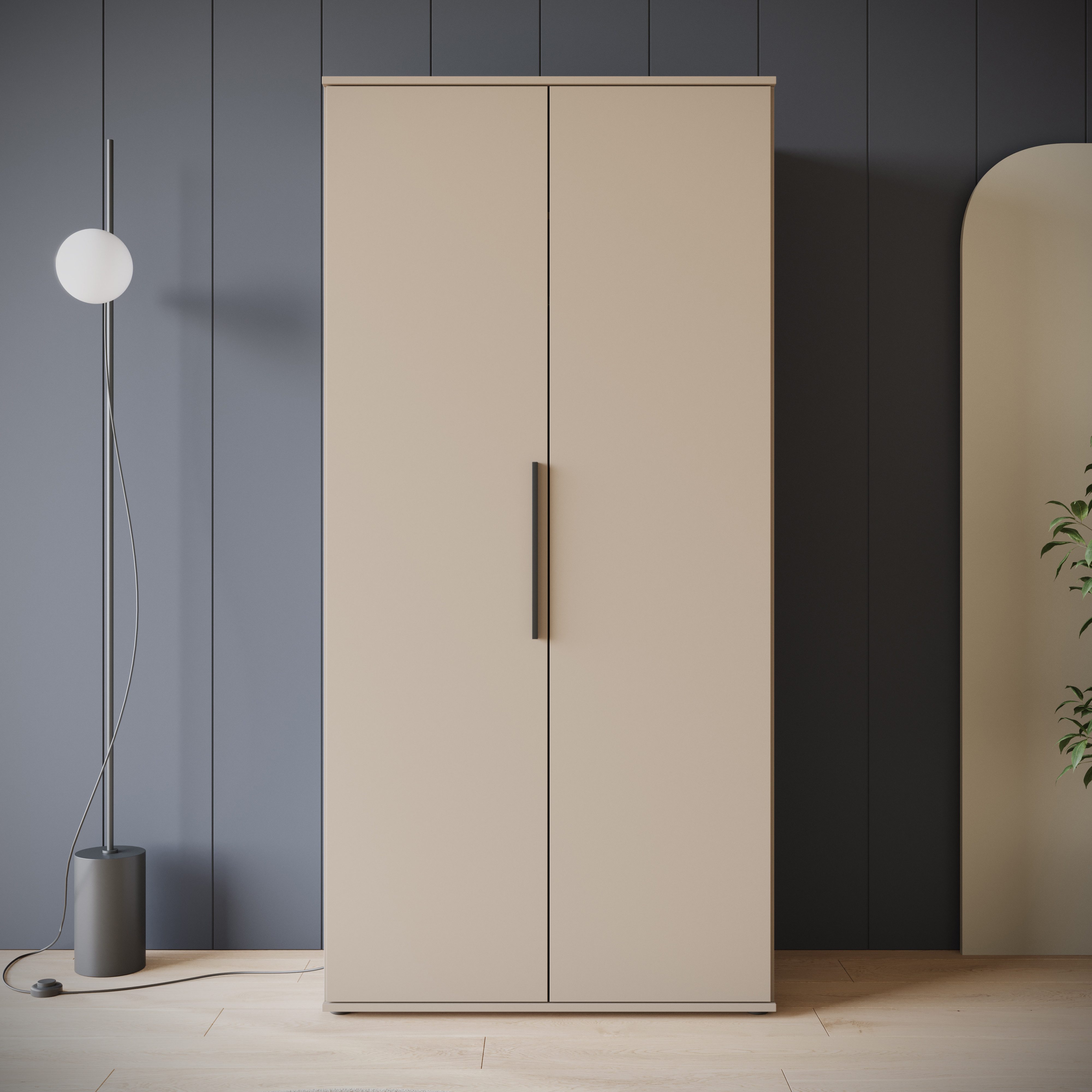 INOSIGN Kleiderschrank LAGOS Wäscheschrank, Garderobe, schwarze Griffe, Made in Europe Moderner Drehtürenschrank, FSC-zertifiziert, Schlafzimmerschrank