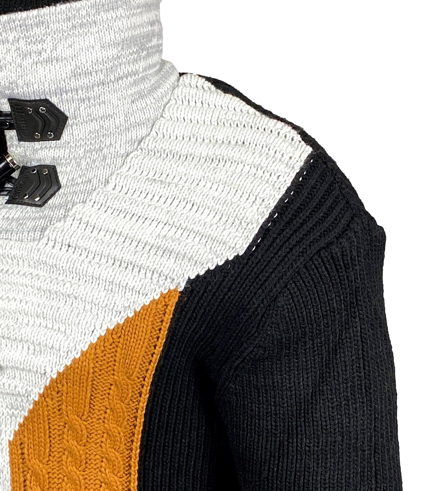 Baxboy Strickpullover Baxboy Herren Grobstrick Pullover Doppeltem Stehkragen B-51113
