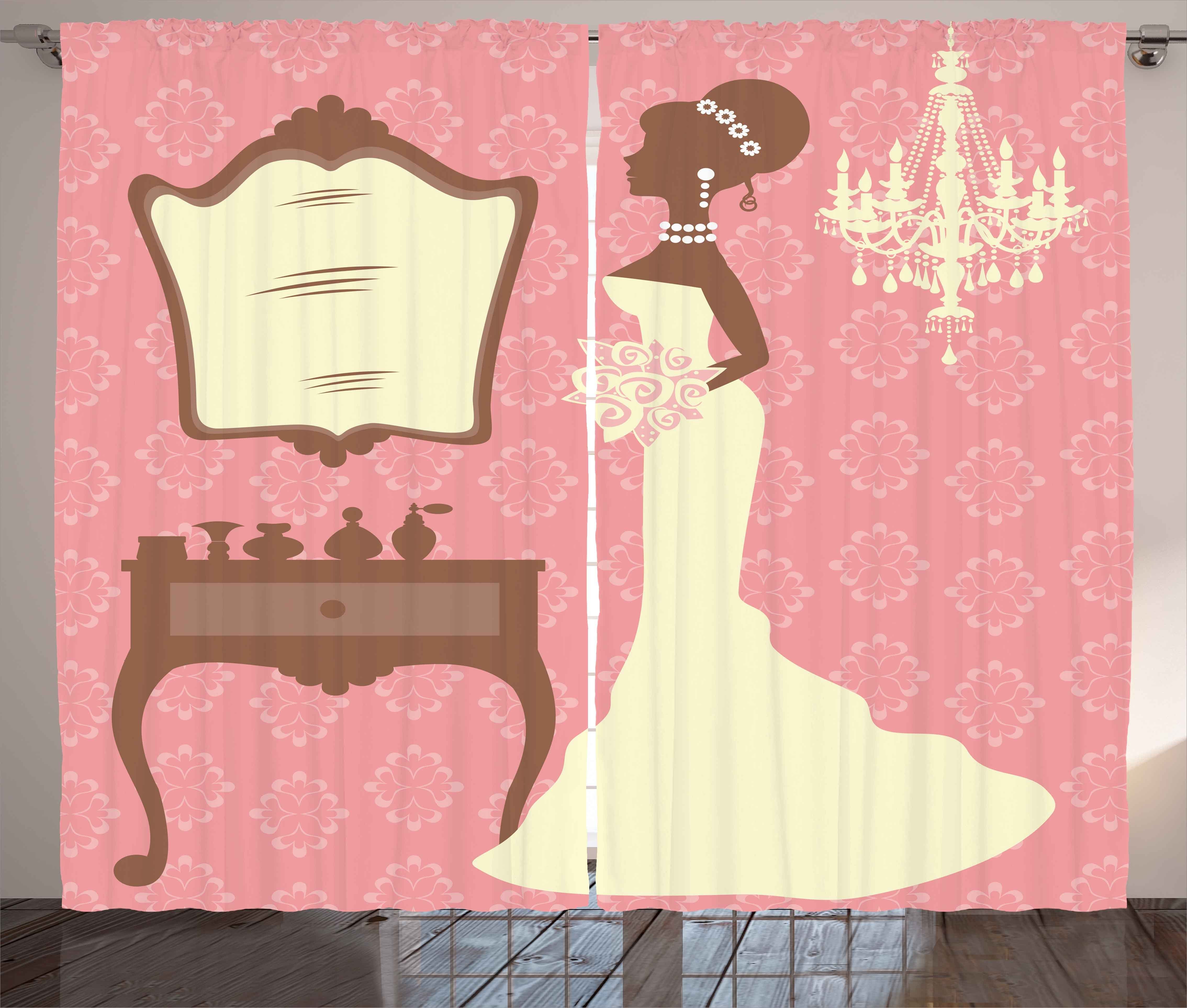 Gardine Schlafzimmer Kräuselband Vorhang mit Schlaufen und Haken, Abakuhaus, Hochzeit Brautpartei-Kleid