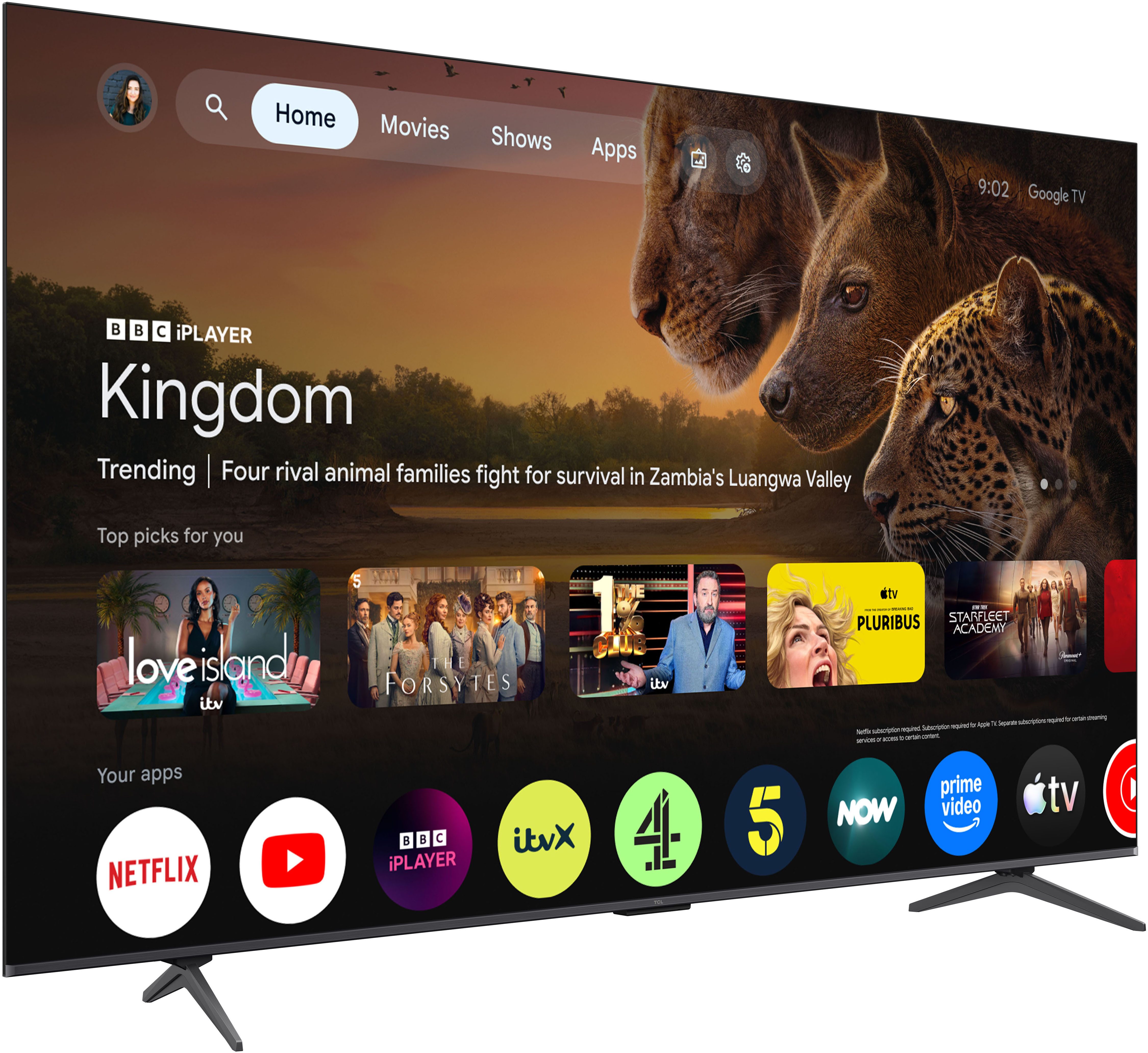 TCL 85T8D Mini-LED-Fernseher (215 cm/85 Zoll, 4K Ultra HD, Smart-TV, Google TV, QD-Mini LED, AiPQ Pro Prozessor, 144Hz, ONKYO 2.1, Apple AirPlay 2)
