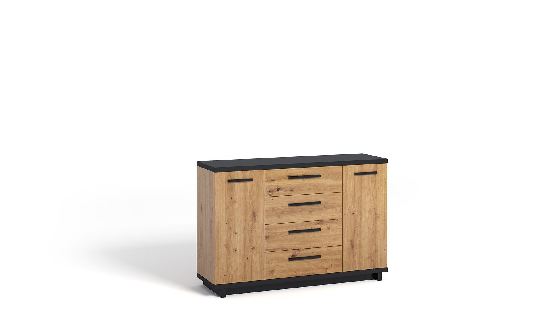 99rooms Wohnwand Soyer Artisan Eiche Melamin Graphit, (Set (8-St), Wohnmöbel), 8-teilig, Glaselemente, FSC-Zertifizierung, variabel stellbar, Modern Design
