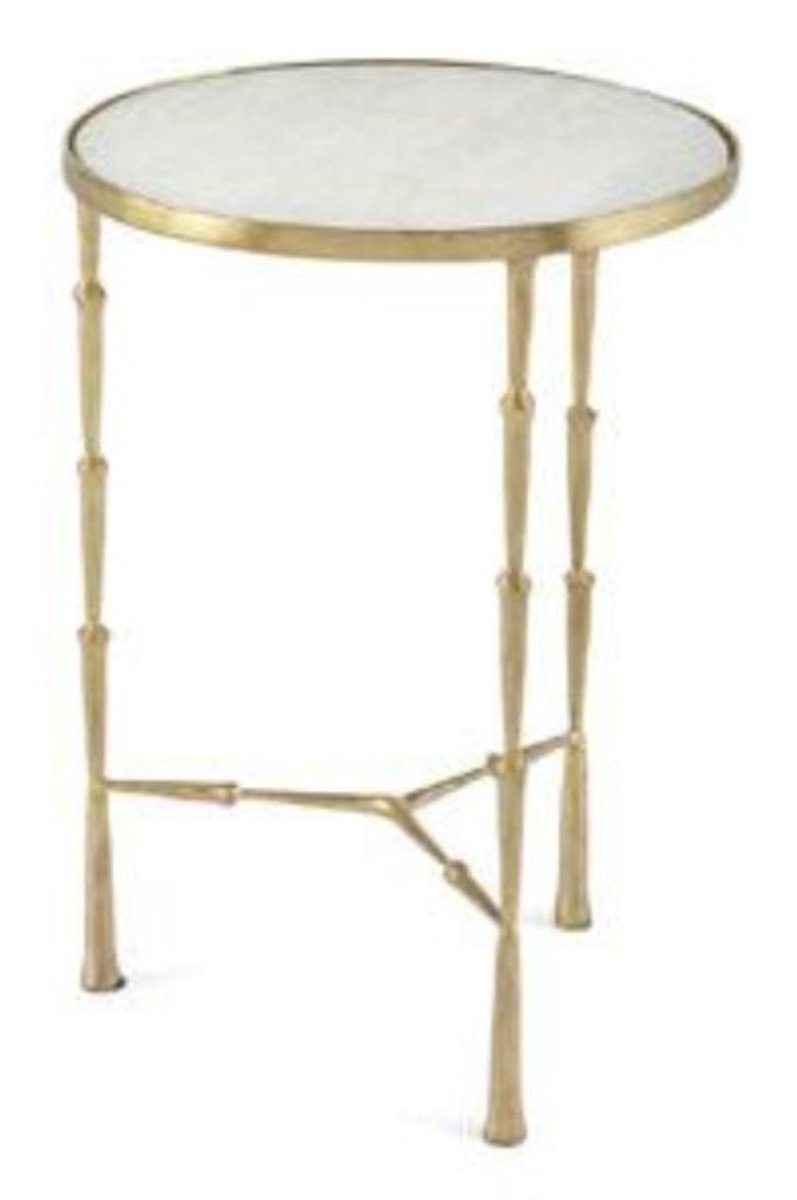 Casa Padrino Beistelltisch Luxus Beistelltisch Messing Bamboo Gold Finish / weißer Marmor 46 x 46 x H 66 cm - Hotel Collection