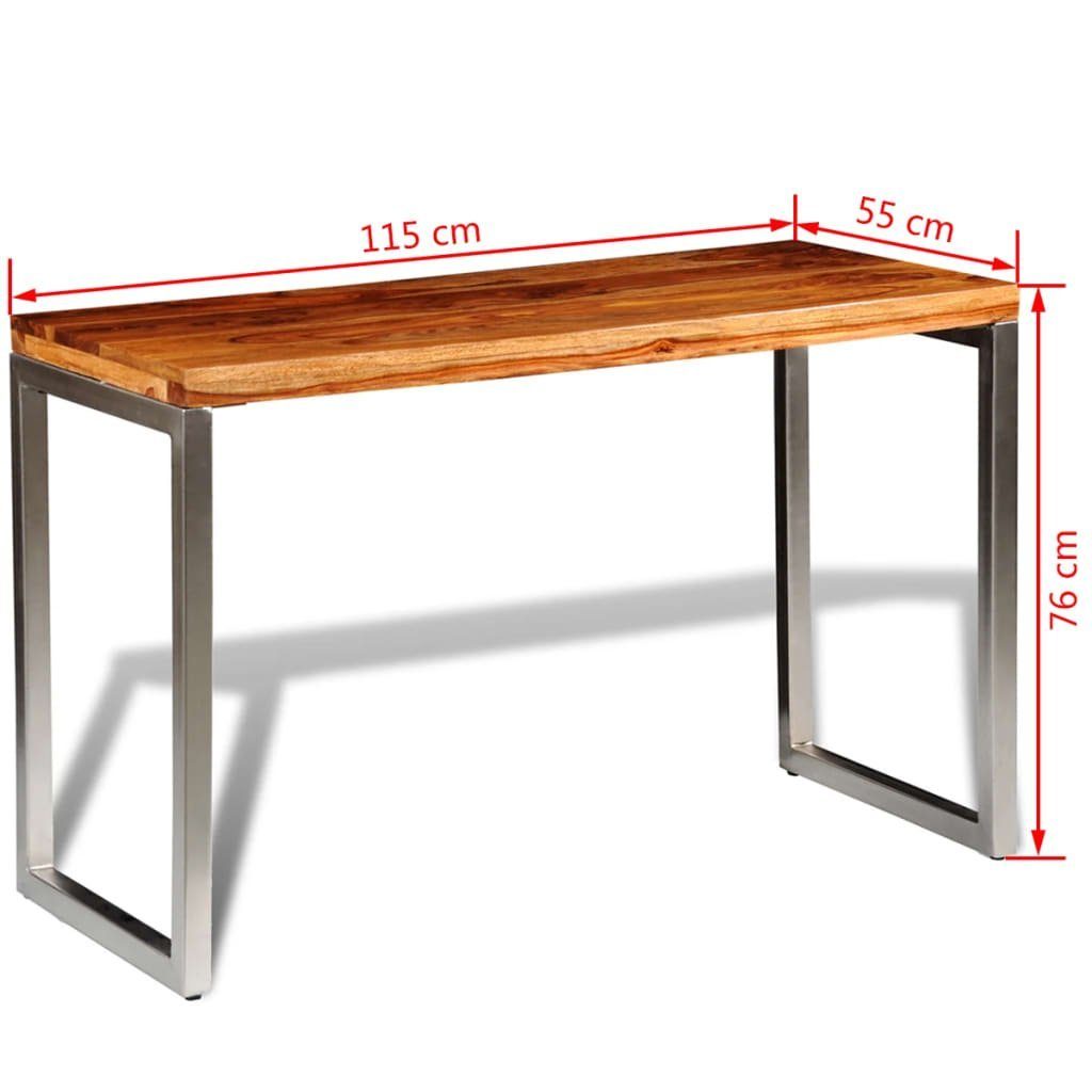 (1-St) Schreibtisch Stahlbeinen mit furnicato Esstisch Massivholz