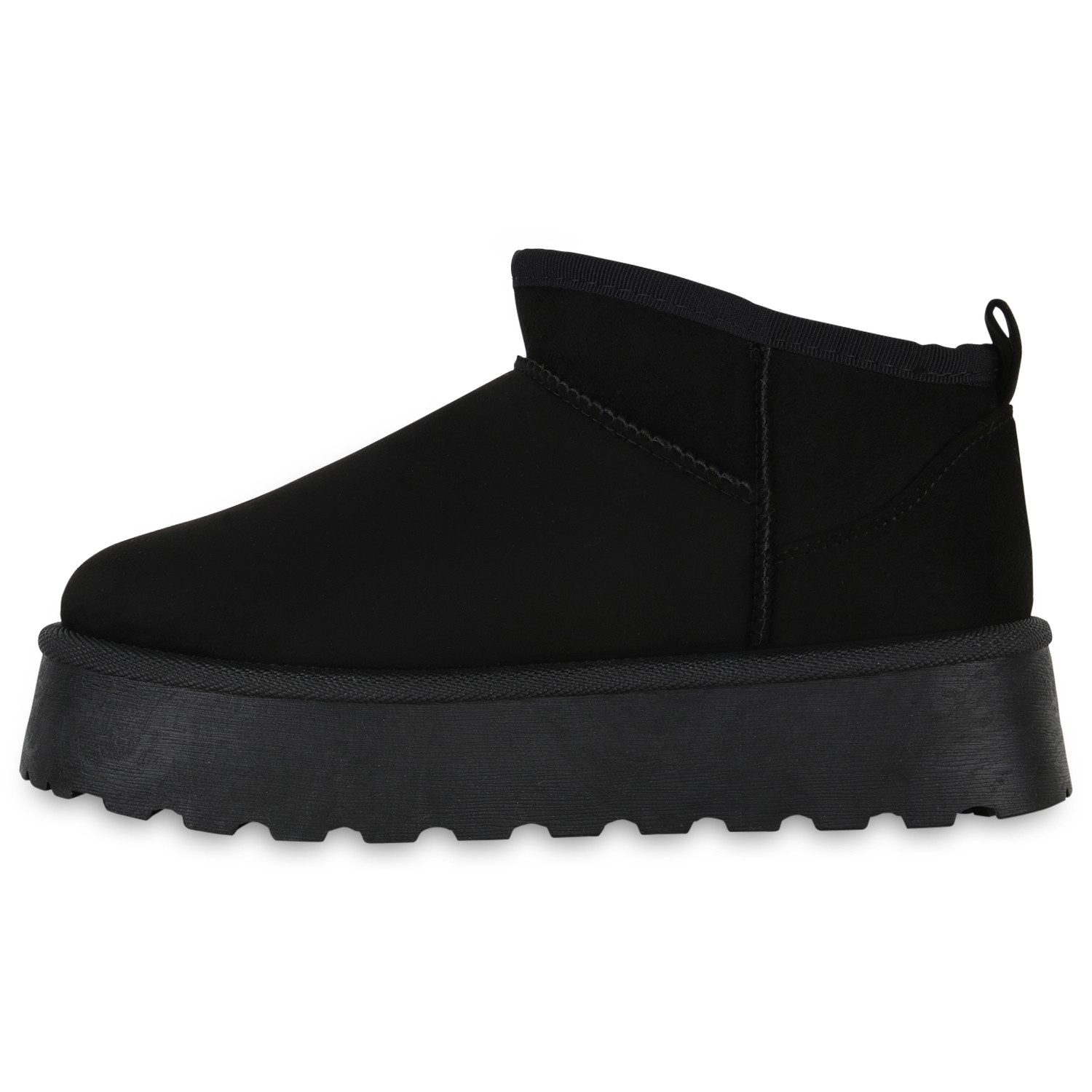 VAN HILL 840622 Plateaustiefelette Damen Warm Gefütterte Plateau Boots Profil-Sohle Winter