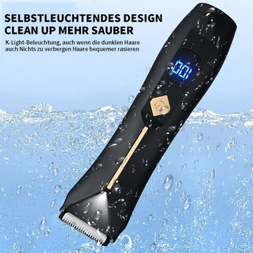 yozhiqu Rasiermesser Elektrischer Sichtschutzschneider für Herren mit Digitalanzeige, 1-tlg., Eierrasierer, waschbarer Rasierer, Beinhaar- und Körperhaarschere