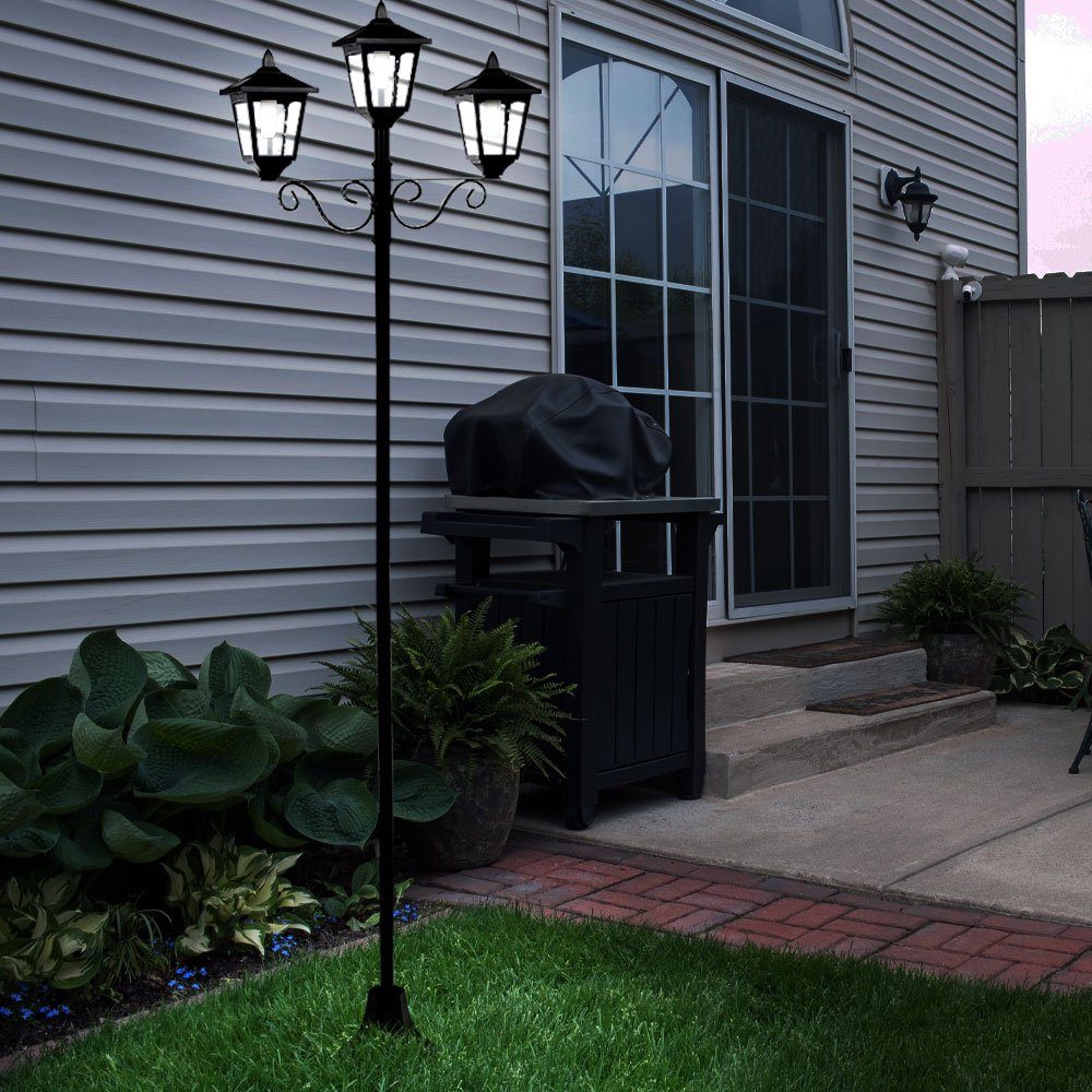 etc-shop LED für Außen-Stehlampe, Solar Warmweiß, Außen Gartenlaterne flammig LED-Leuchtmittel 3 fest draußen verbaut, Kandelaber groß
