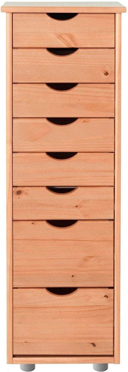 OTTO home Kommode Gava, massives Kiefernholz, mit vielen Stauraummöglichkeiten, Breite 34 cm
