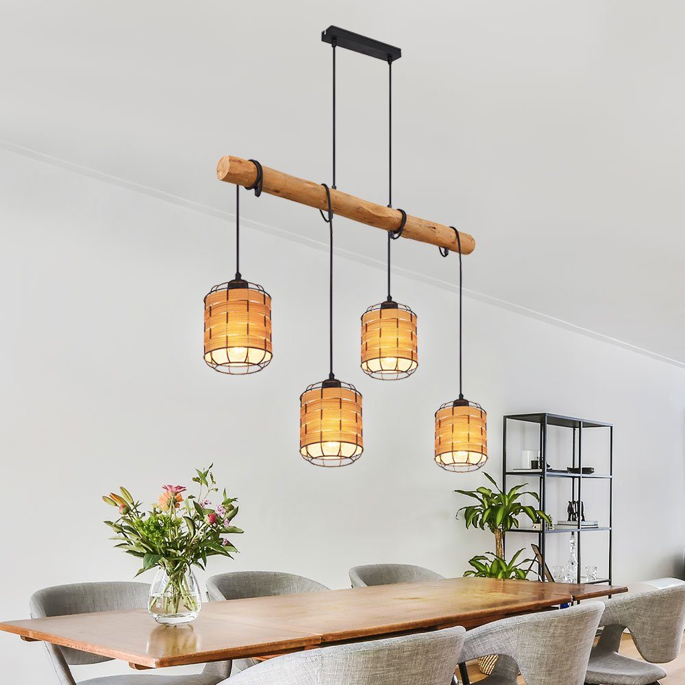 GLOBO LIGHTING LED-Hängeleuchte, Leuchtmittel inklusive, Warmweiß, Hängelampe Pendellampe Esstischlampe LED Holzoptik 4 flammig H 14 cm