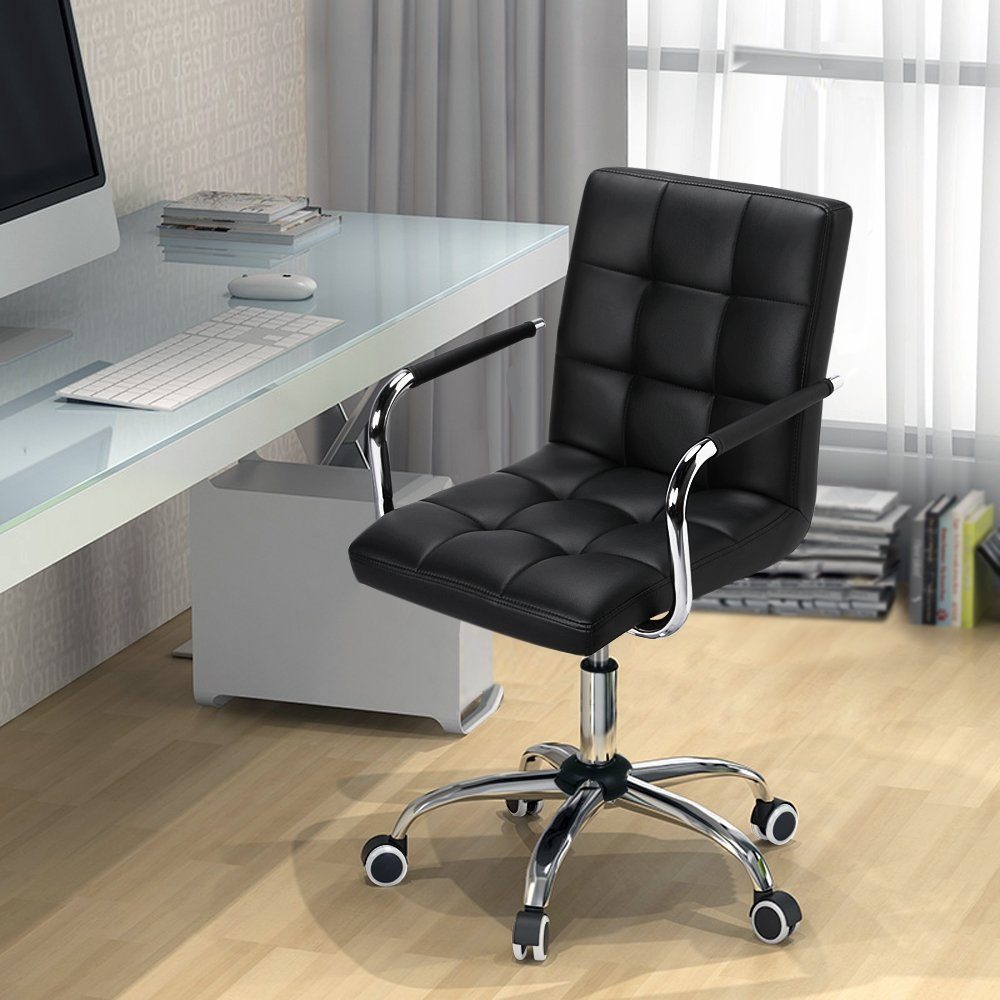 Yaheetech Drehstuhl höhenverstellbar ergonomischer Chefsessel, Schwarz Bürostuhl