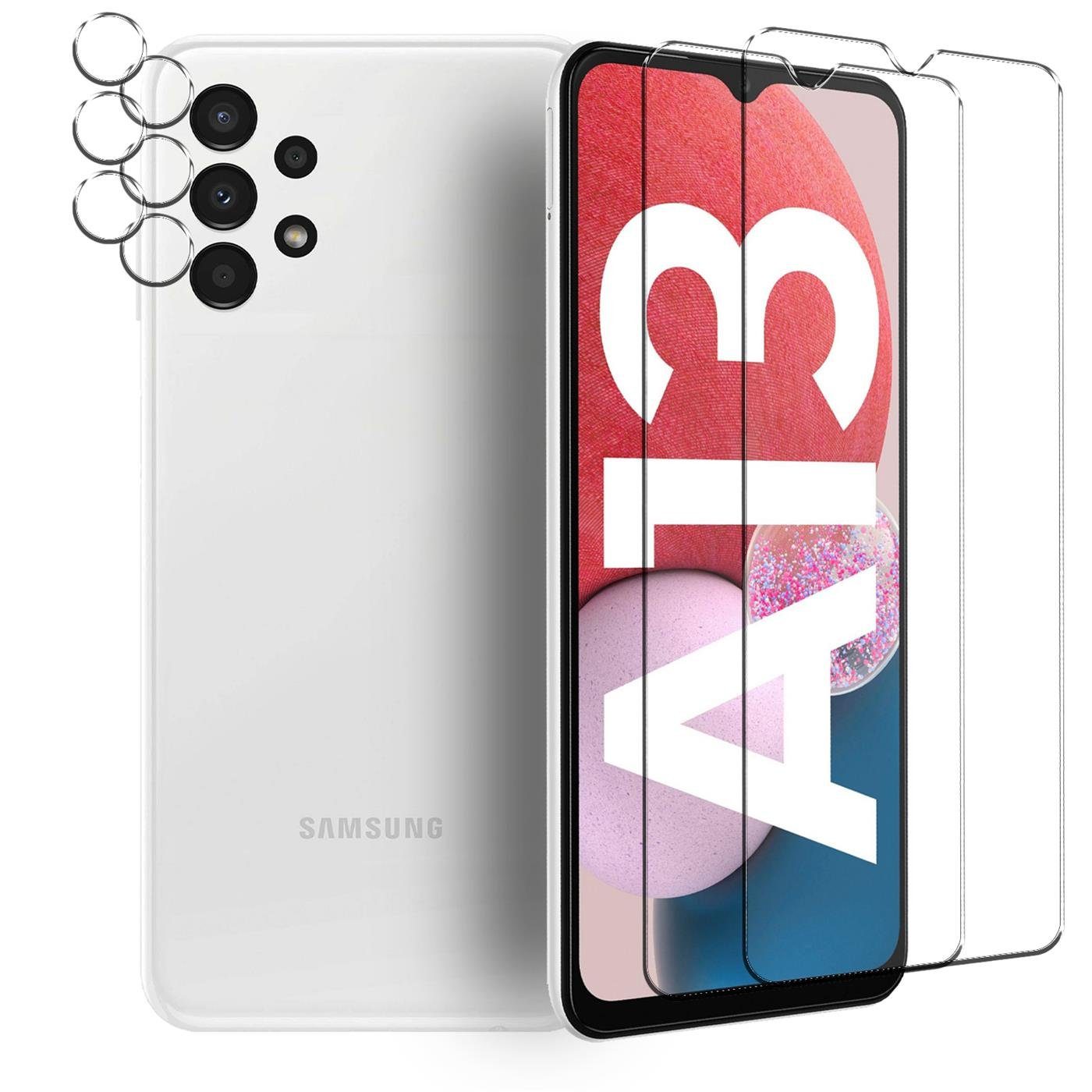 CoolGadget Schutzfolie Panzerfolie für Samsung Galaxy A13 4G, (Spar-Set 4in1, 2x Displayschutz, 2x Kameraschutz), Panzerglas Schutzfolie für Samsung Galaxy A13 4G Folie