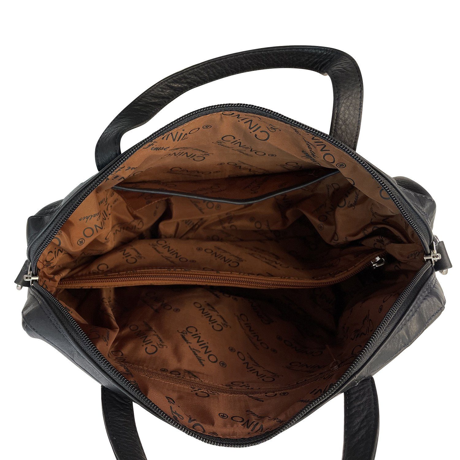 Cinino Handtasche C6066, Ledertasche Bowlingtasche