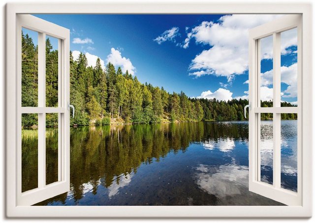 Artland Wandbild »Fensterblick Norwegische Landschaft«, Fensterblick (1 Stück), in vielen Größen & Produktarten - Alubild / Outdoorbild für den Außenbereich, Leinwandbild, Poster, Wandaufkleber / Wandtattoo auch für Badezimmer geeignet-Otto