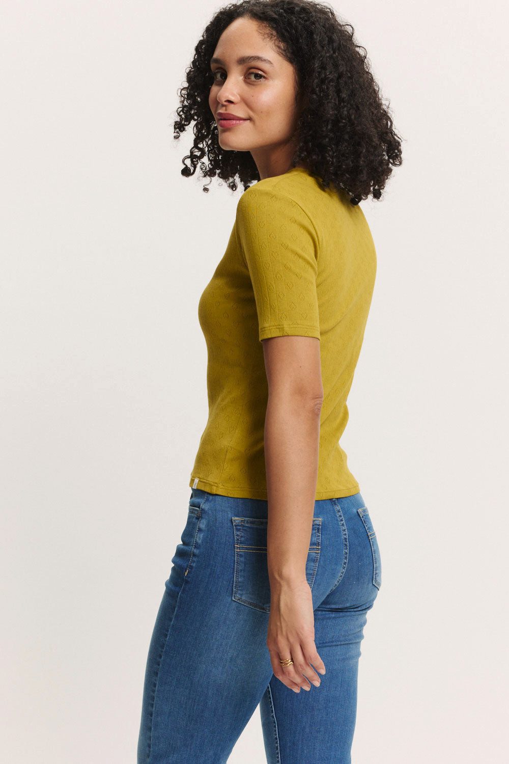 Tranquillo T-Shirt Jerseyshirt Camilaa Herz-Ajour Muster Leichtes Ajour-Jerseyshirt aus 100 % Bio-Baumwolle