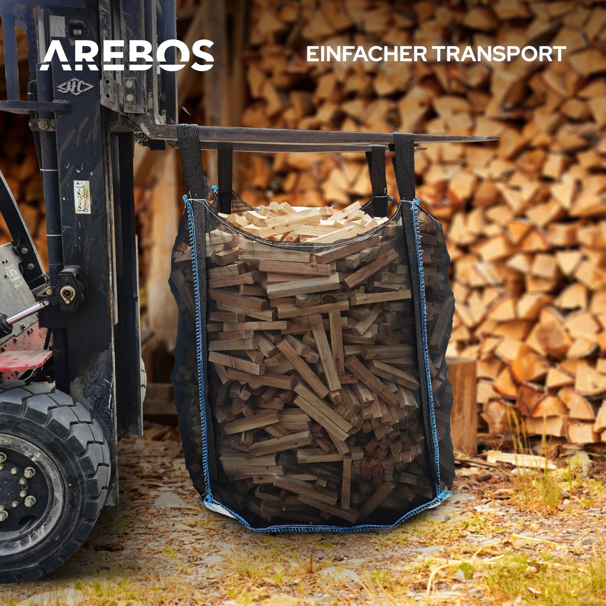 (1 für Premium Holzsack Arebos Brennholzsack Woodbag Holz Brennholz Kaminholzkorb Bag Big St)