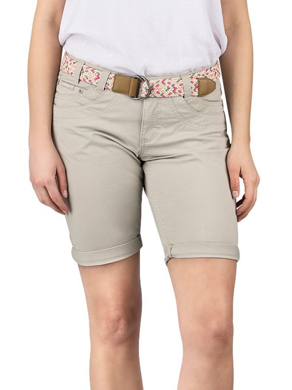 DENIMFY Бермуды Damen Шорты DFPia Regular Fit Чиносы mit Gürtel