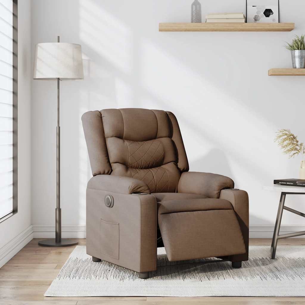 vidaXL Sessel Relaxsessel Elektrisch Braun Stoff günstig online kaufen