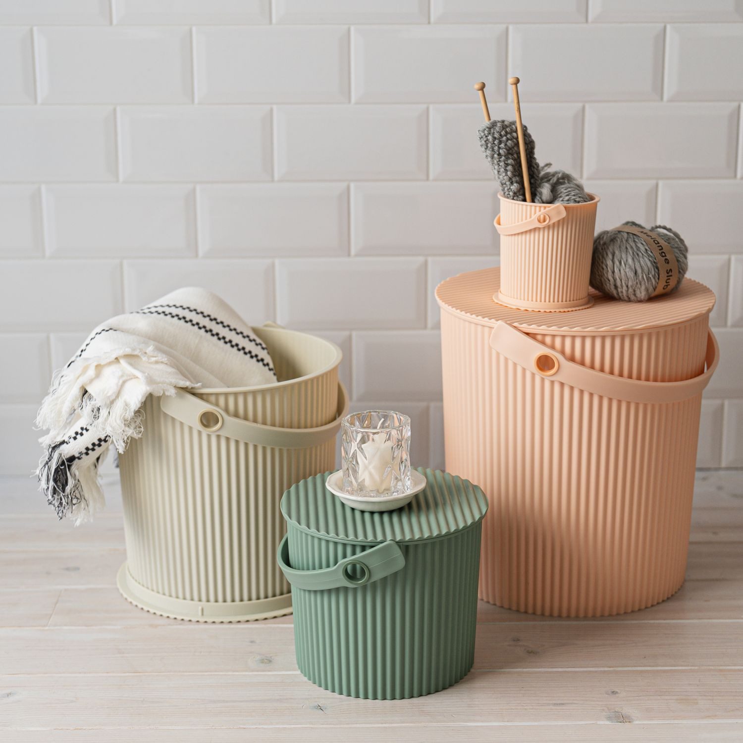 Hachiman Aufbewahrungsbox Omnioutil Mini-Eimer Pale Green 4 l