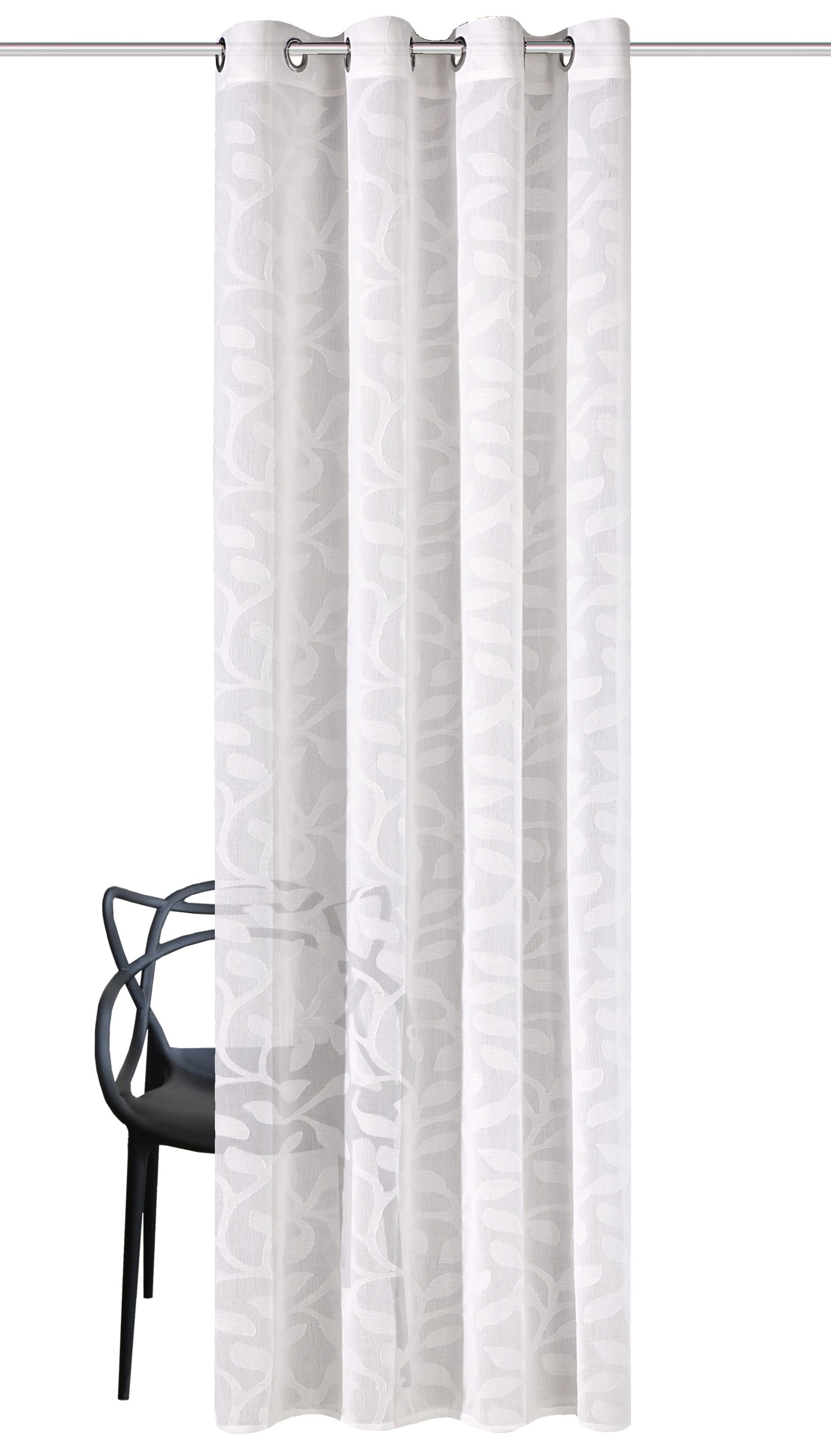 HOME WOHNIDEEN Vorhang PIXEL (1 St), Ösen, halbtransparent, Ösenschal Leinenoptik Scherlimusterung