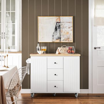 SoBuy Küchenwagen FKW96-II, Kücheninsel Küchenwagen Küchenschrank Sideboard weiß