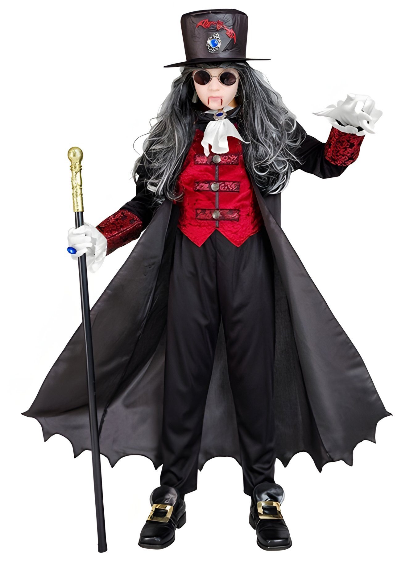 Metamorph Vampir-Kostüm Herr der Vampire Kostüm für Jungen, Edles Graf-Dracula-Gewand für kleine Blutsauger