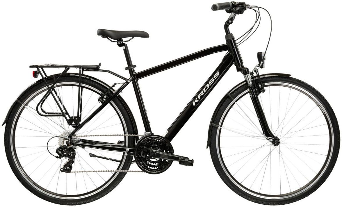 Kross Trekkingrad Herren-Trekkingrad 28" Trans 1.0 Schwarz 21 Gänge, 21 Gang Shimano TOURNEY TY300 Schaltwerk, Kettenschaltung