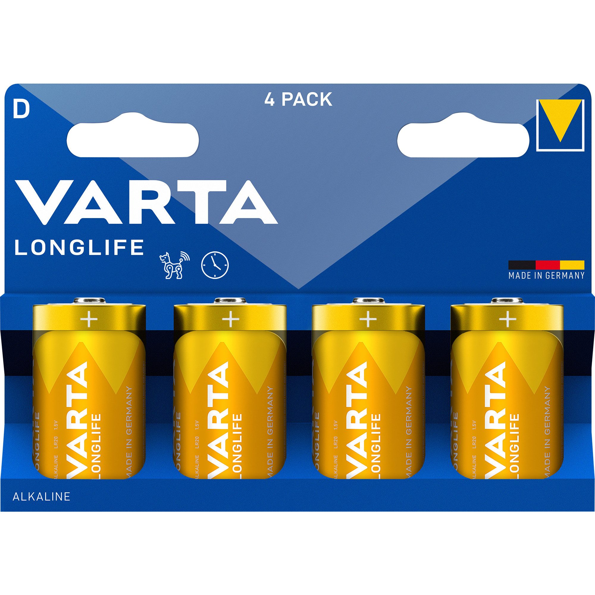 VARTA VARTA Longlife Batterie LR20, D (Mono), (4 Stück) Batterie