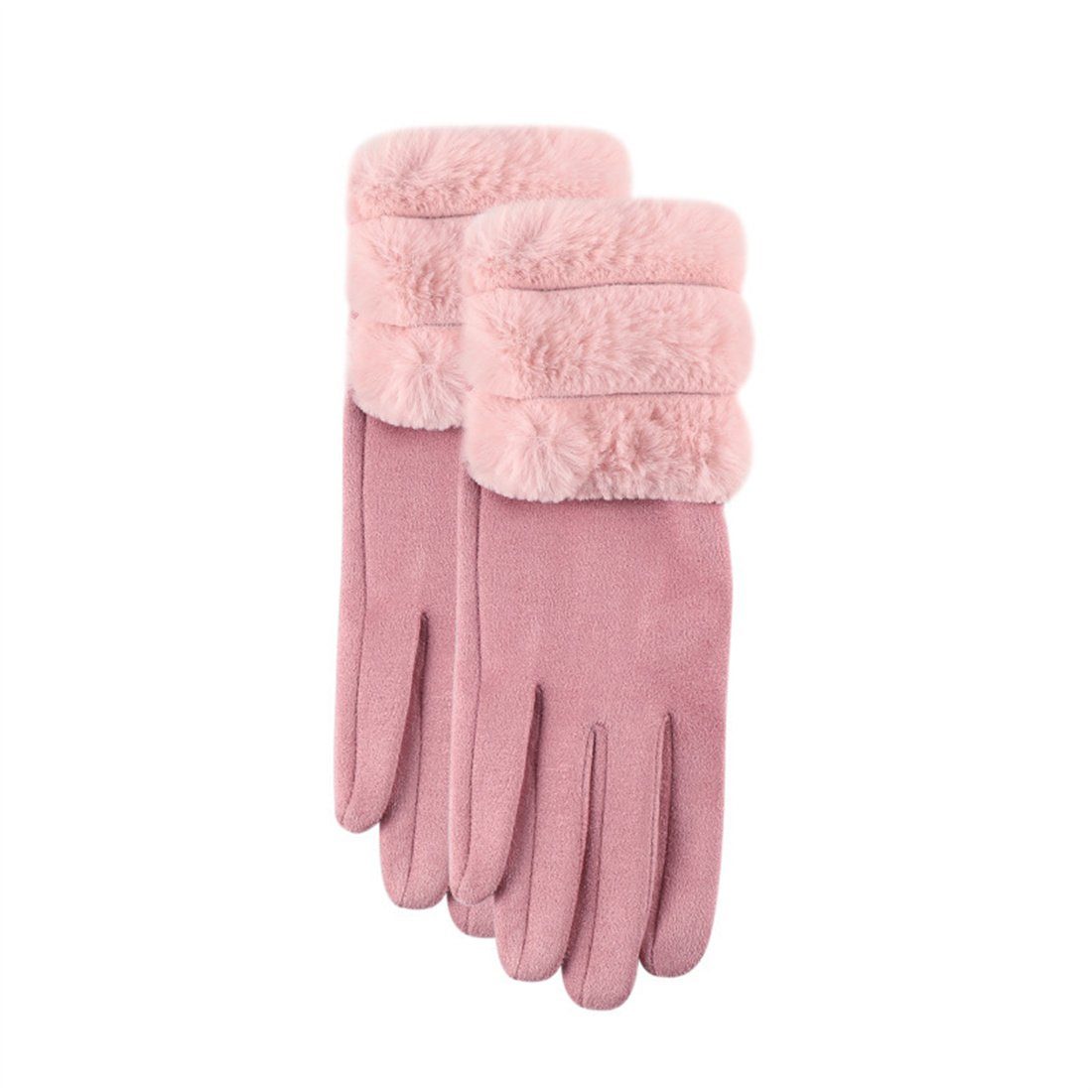 DÖRÖY Fleecehandschuhe Damenmode Verdickter Plüsch Reiten Rosa Handschuhe Warme Handschuhe
