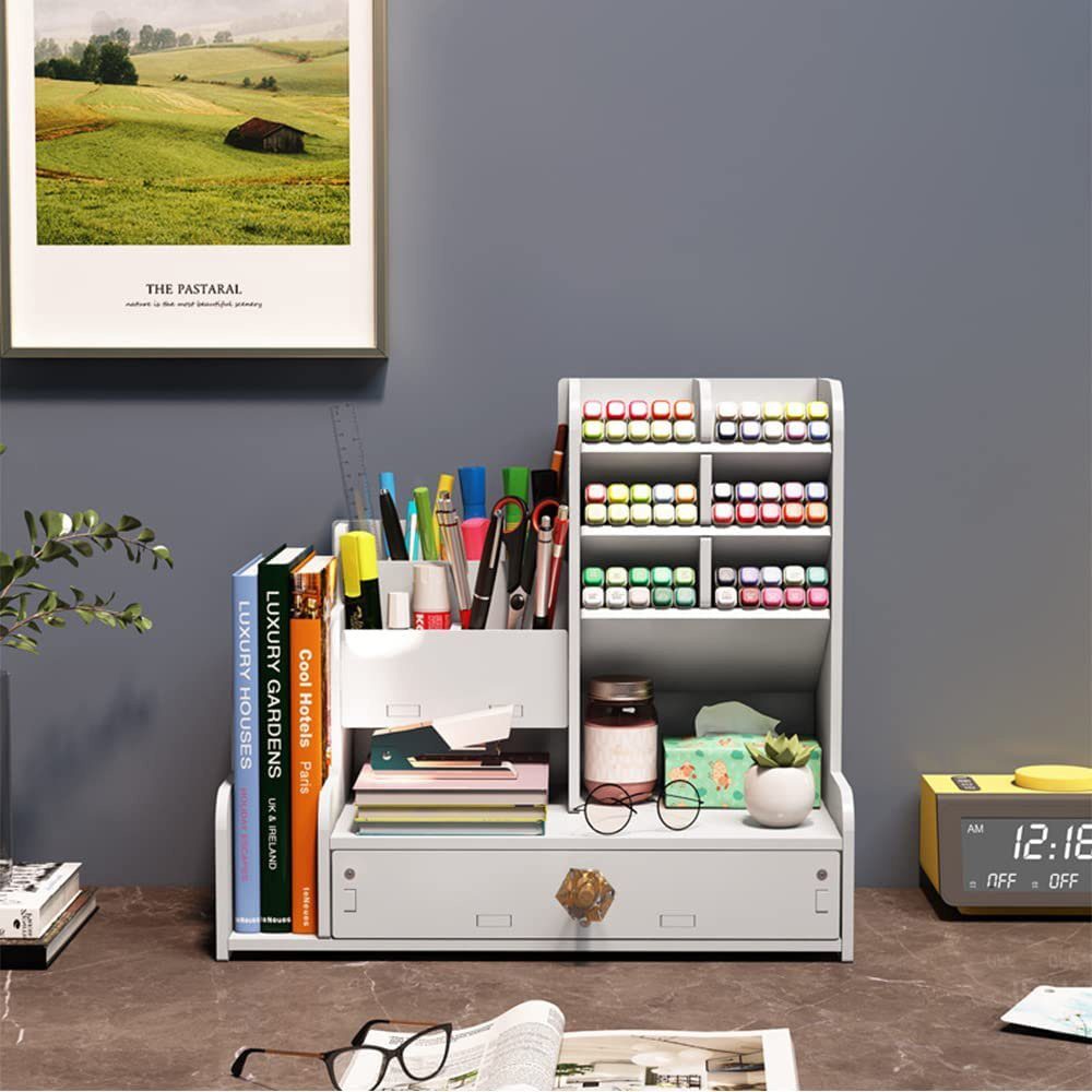 zggzerg Regal-Schreibtisch Weißer Schreibtisch-Organizer mit Schublade, DIY günstig online kaufen