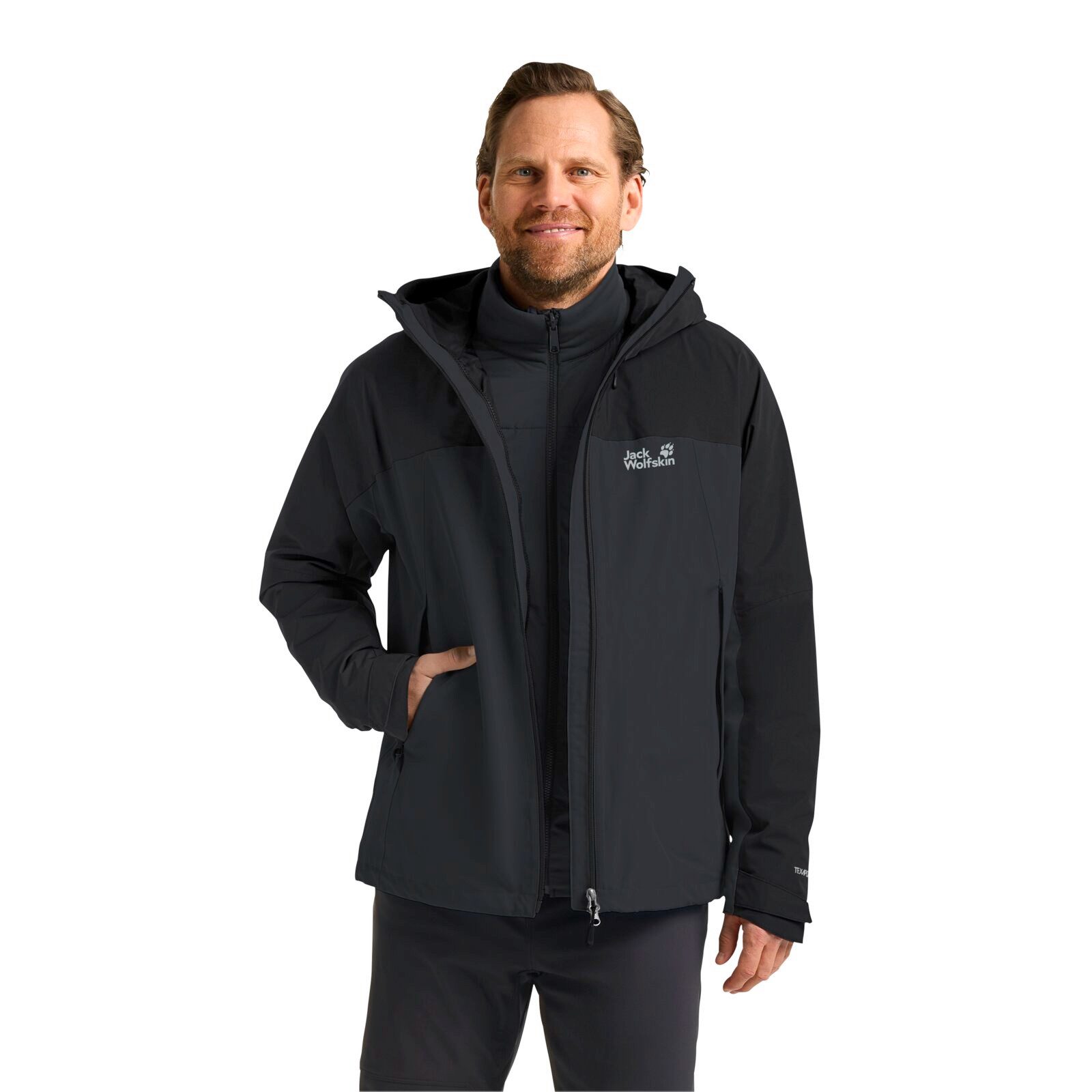 Jack Wolfskin Funktionsjacke Übergangs-Wanderjacke Wild Places 3in1 (wasserdicht, winddicht) – Bild 2 von 5
