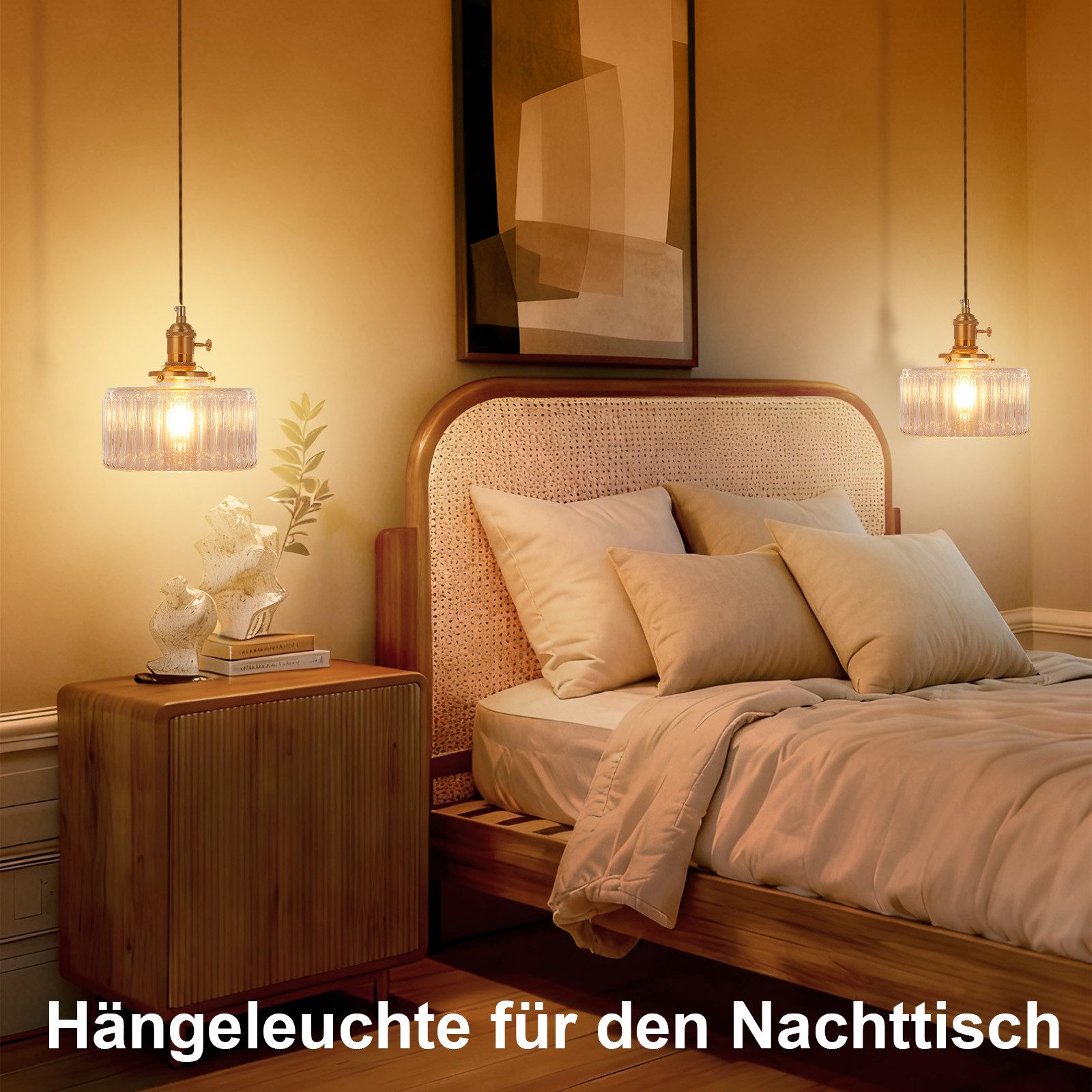 Sunicol Pendelleuchte LED Glas Hängelampe höhenverstellbar, Vintage, Warmweiße, LED wechselbar, Hängeleuchte mit E27 Fassung und Glühbirne für Esstisch