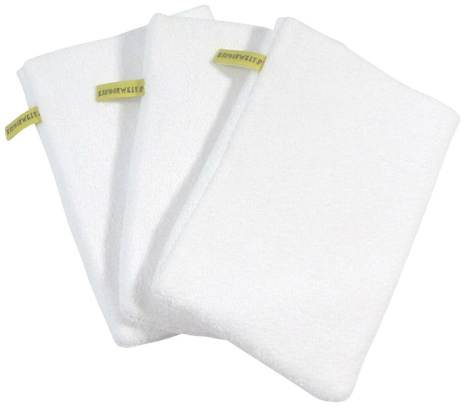KiNDERWELT Waschhandschuh 3 x flauschig weiß anschmiegsam, (3-tlg), Baby Waschhandschuh Kinder