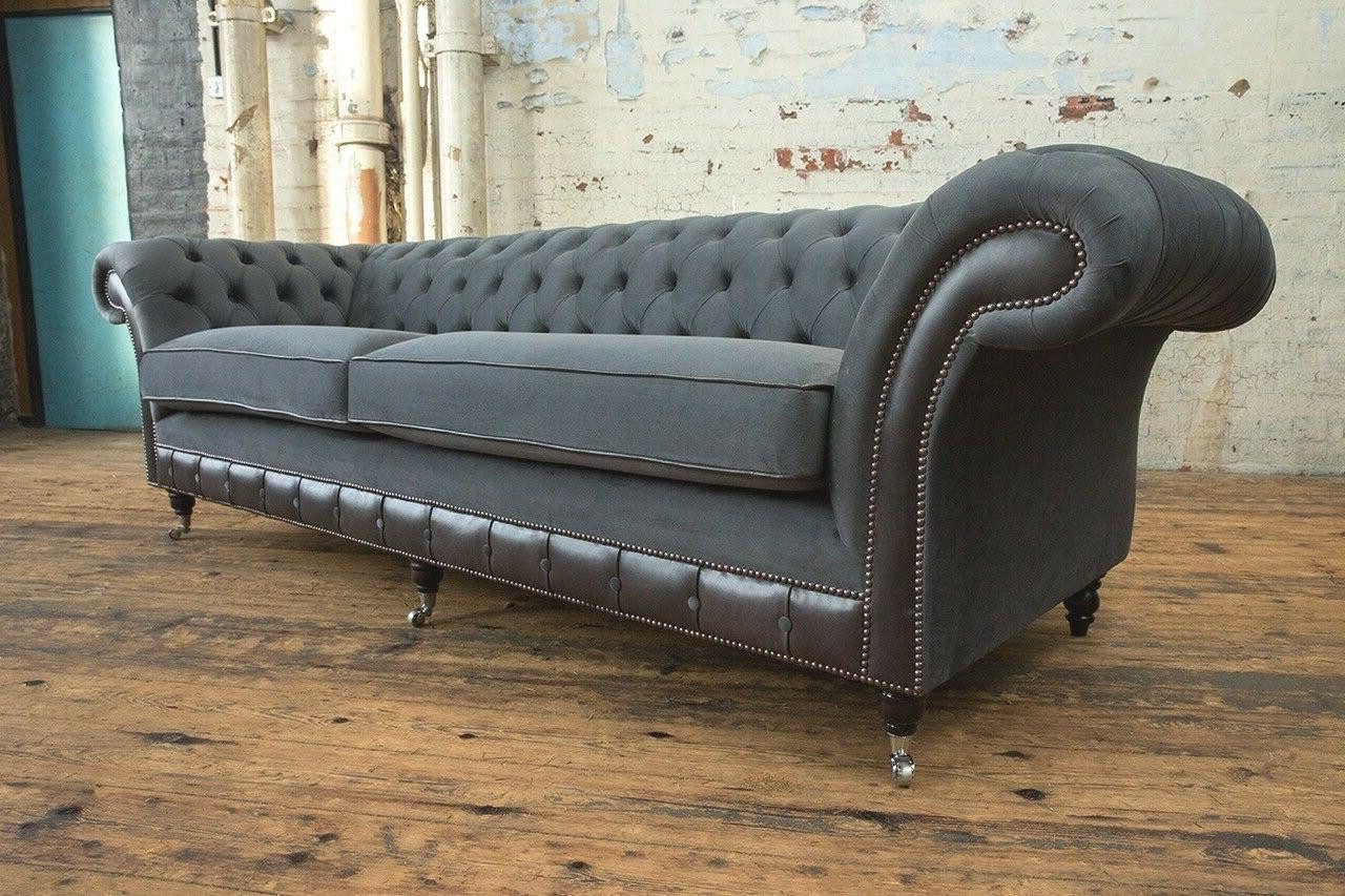 Xlmoebel Chesterfield-Sofa Neue schwarze 4-Sitzer-Sofa-Couch im klassischen Chesterfield-Stil aus, Hergestellt in Europa