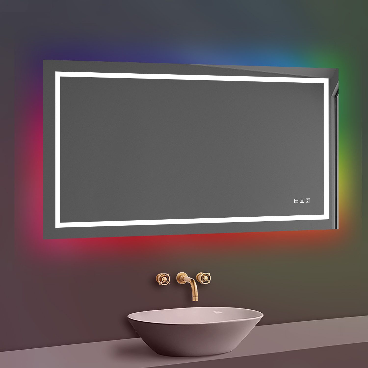 duschspa Badspiegel Spiegel mit LED Beleuchtung RGB Wandspiegel (RGB Hinter günstig online kaufen