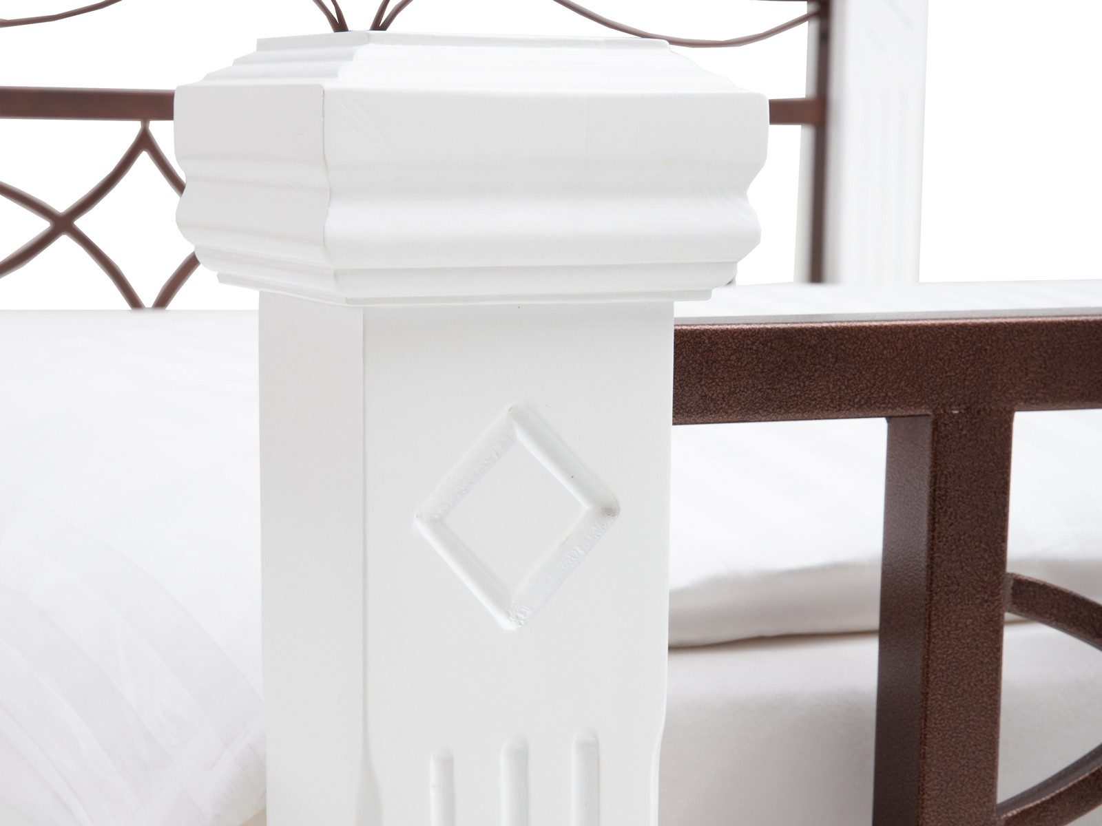 massivum Massivholzbett Byzanz, Metall Holz weiß, Doppelbett – Bild 5 von 5