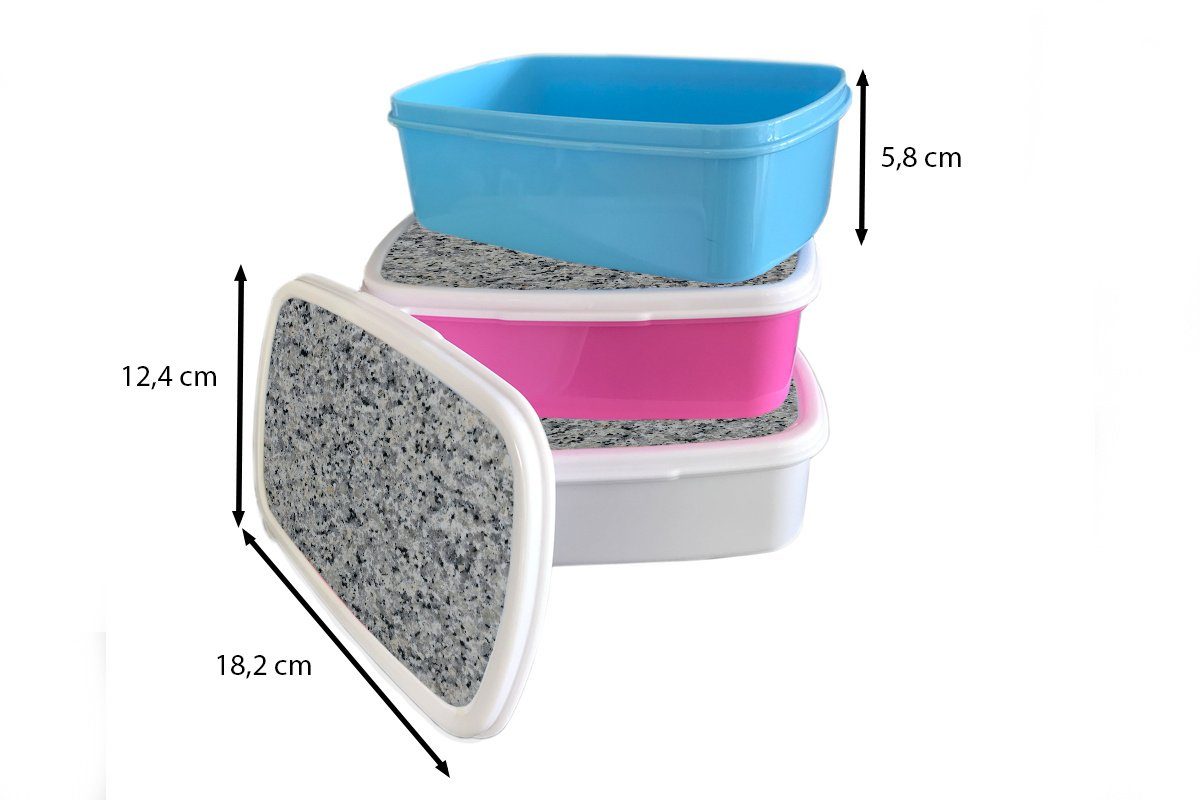 MuchoWow Lunchbox und Mädchen Brotbox - - Kinder Granit für Kieselsteine, Grau Jungs Kunststoff, und für weiß (2-tlg), Erwachsene, Brotdose,