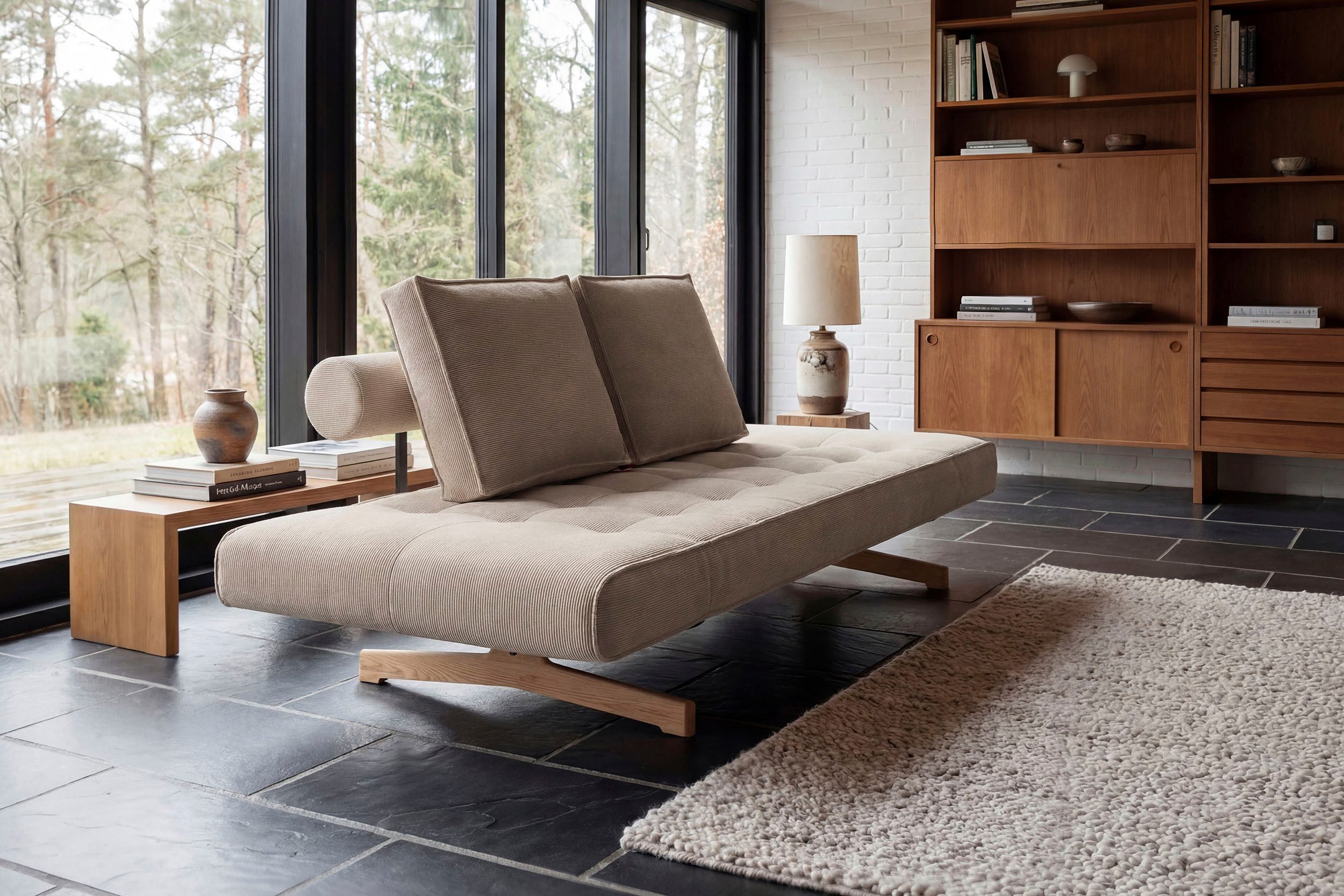 INNOVATION LIVING ™ 3-Sitzer Ghia Schlafsofa, Couch mit Wohlfühl-Faktor, eine große Liegefläche mit geringer Stellfläche, beidseitig abklappbar