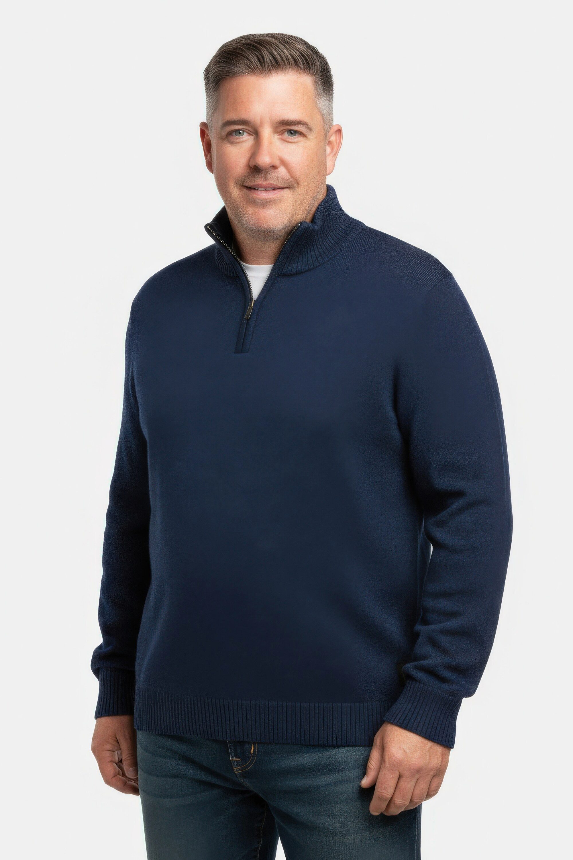 Rundhalspullover Troyer Pullover Stehkragen mit Zipper