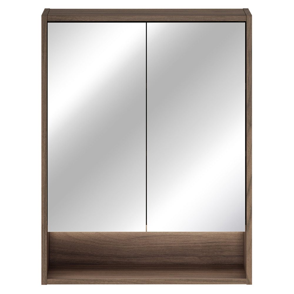 Lomadox Spiegelschrank VERZUOLO-56-WALNUT 60 cm breit in Walnuss, 2-türig, inkl. LED-Beleuchtung