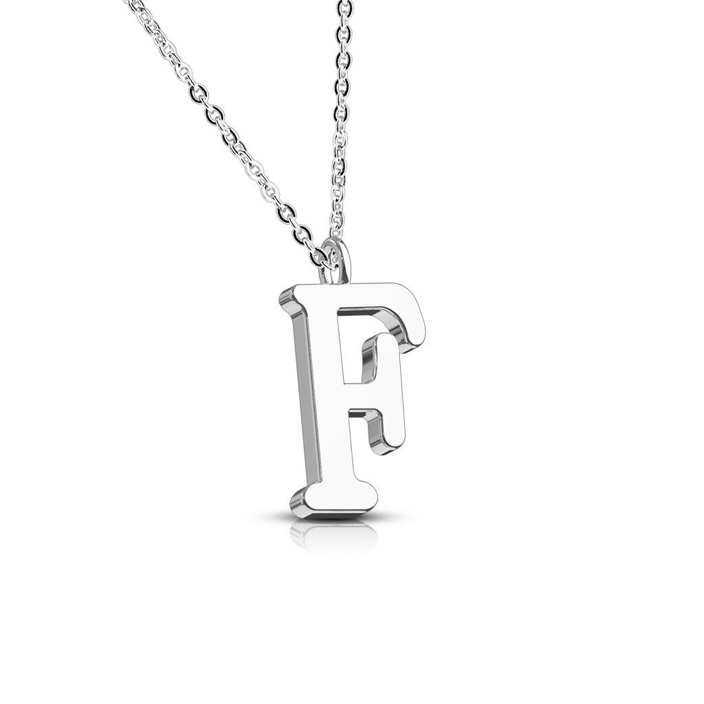 BUNGSA Fingerring F - Kette Buchstaben Anhänger Silber aus Edelstahl Damen F (1-tlg), Halskette Necklace