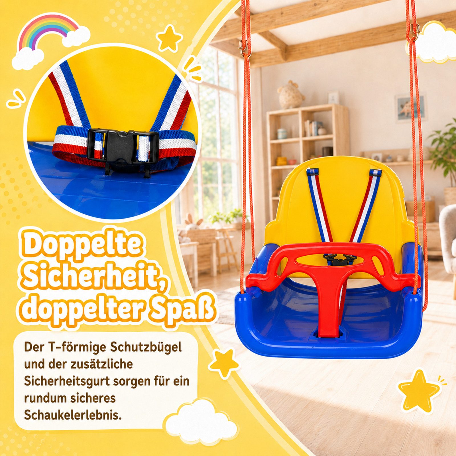 Youyijia Flugschaukel 3-in-1 Schaukelsitz mit hoher Rückenlehne, Spielplatzschaukelsitz – Bild 5 von 5