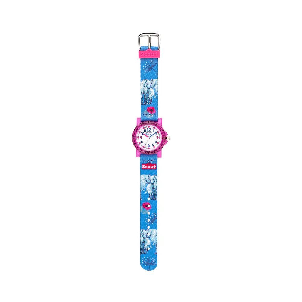 Scout Quarzuhr The IT-Collection Kinderuhr 164000030 Pferde Textilband Blau 33 mm