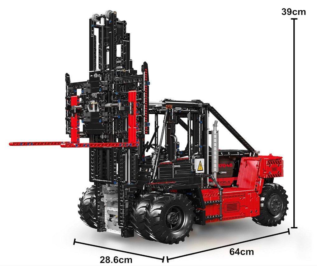 Mould King 17045 Heavy-Duty Forklift Red Konstruktions-Spielset, (4579 St) – Bild 4 von 4
