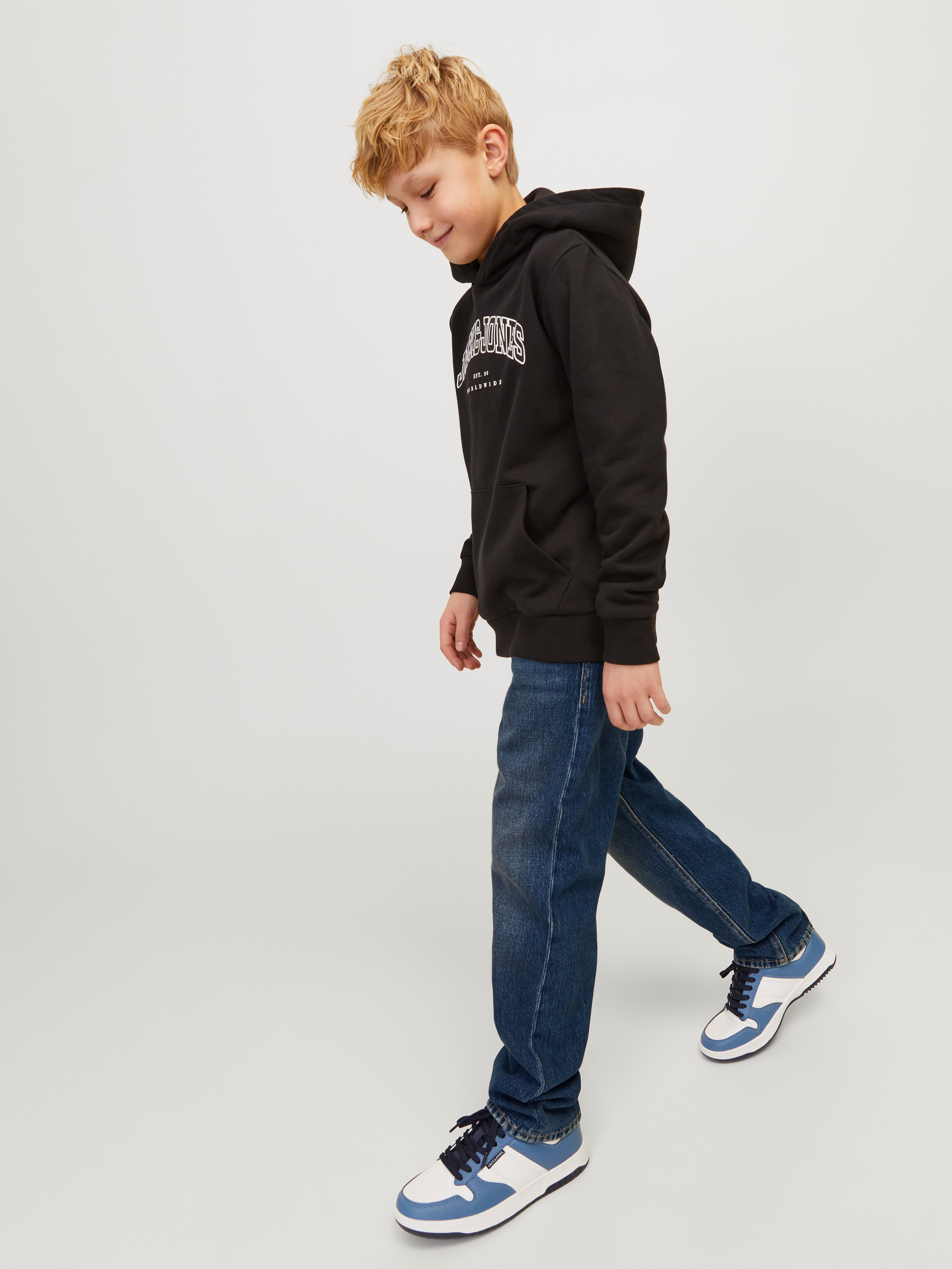 Jack & Jones Junior Relax-fit-Jeans JJICHRIS robust, pflegeleicht, stylisch Abriebeffekte, modisch, loose fit, Denim