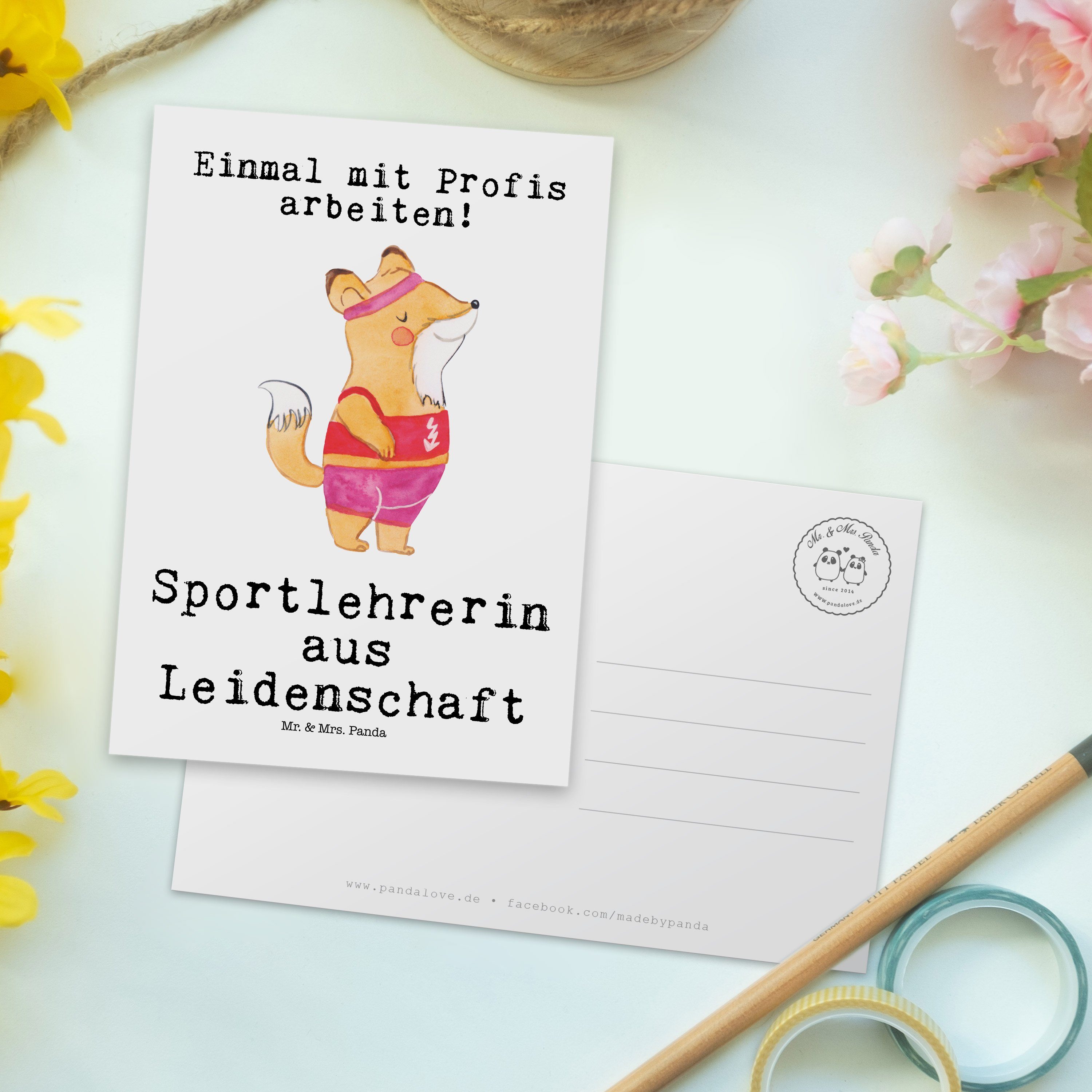 Mr. Sportlehrerin aus Gesche - Postkarte Leidenschaft Panda - & Geschenk, Dankeskarte, Mrs. Weiß