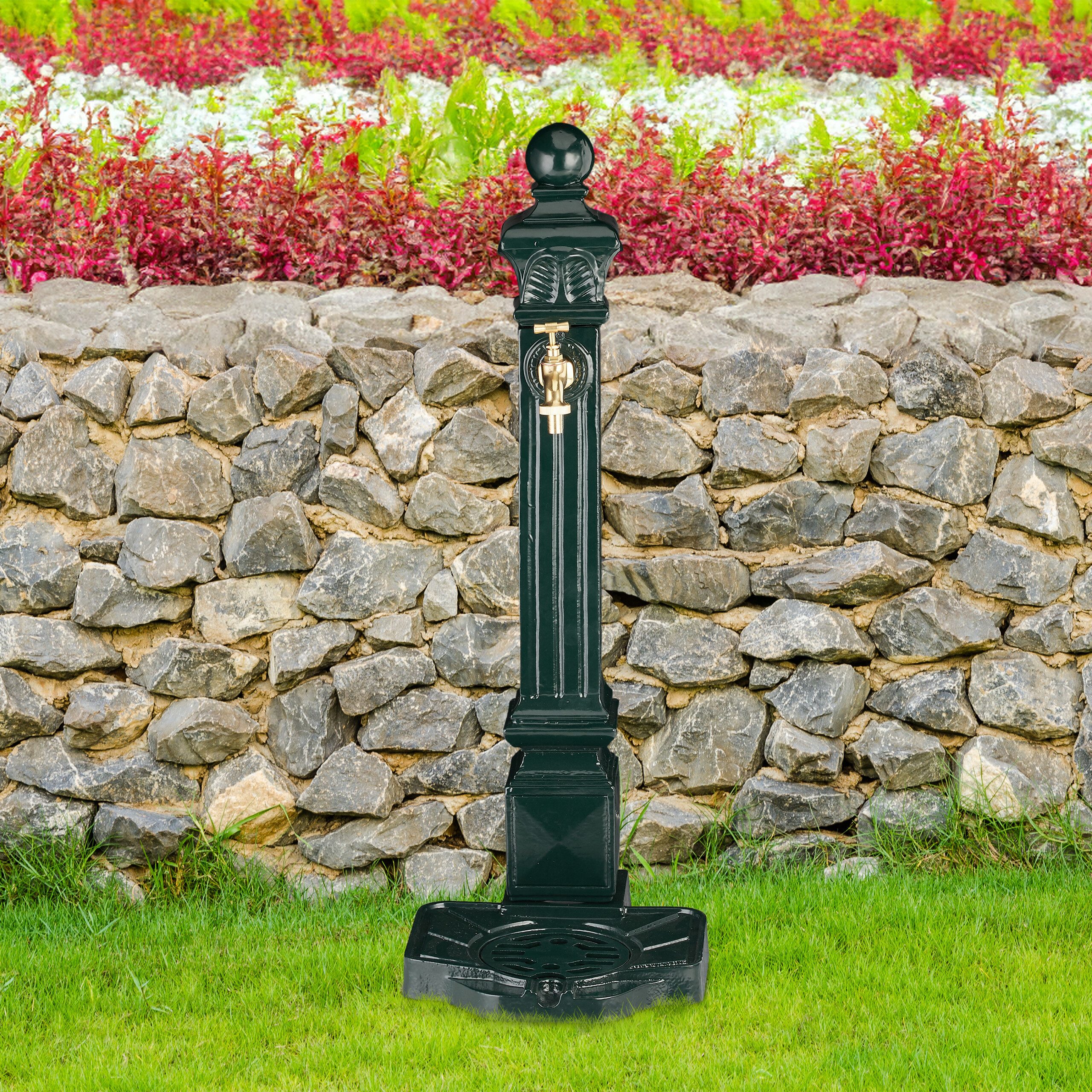 relaxdays Gartenbrunnen Standbrunnen Antik Säule, 28 cm Breite, Wasserbecken BxT: 12x2 cm, (1 tlg) – Bild 2 von 5
